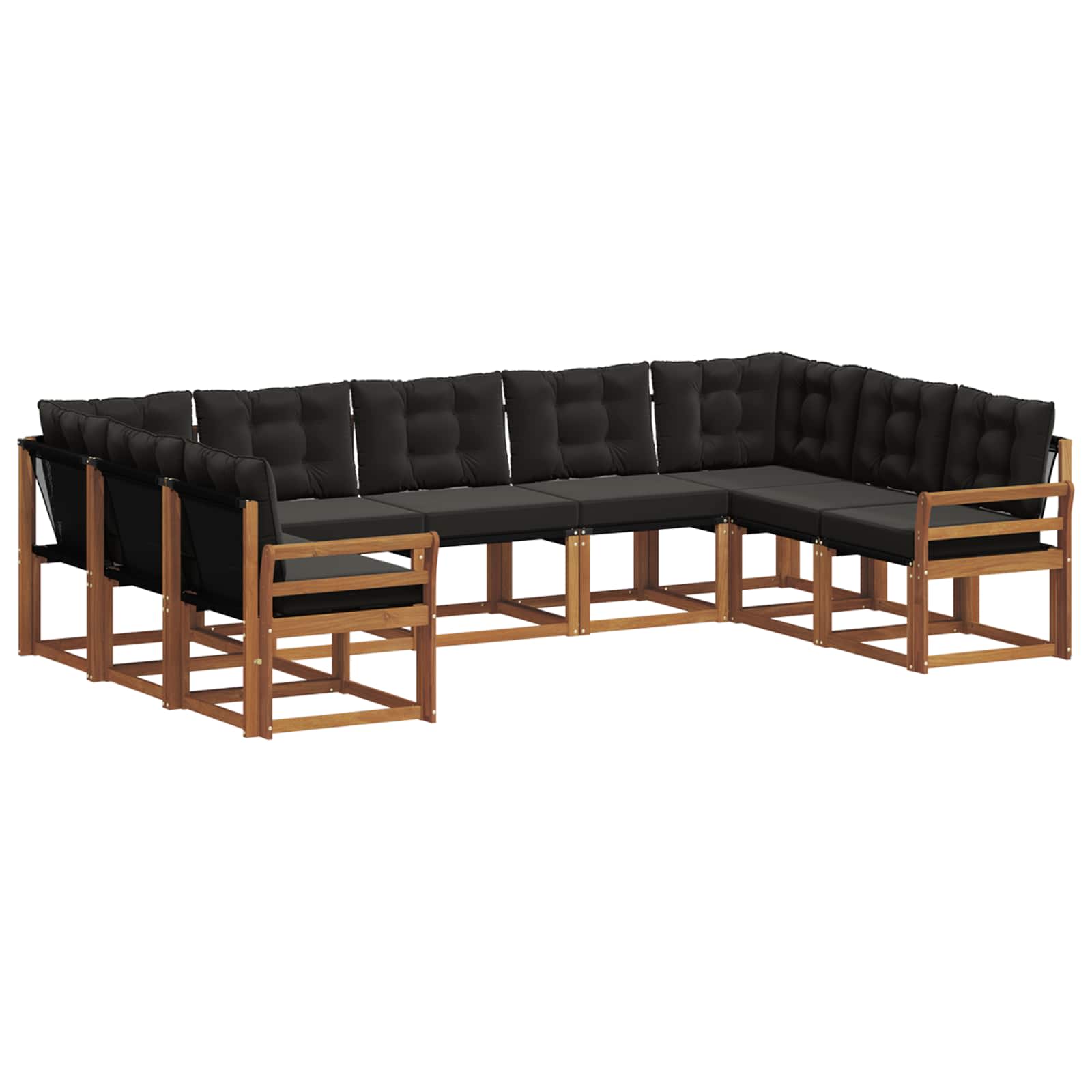 Outdoor-Sofagarnitur mit Kissen 9 pcs Natürlich und Schwarz