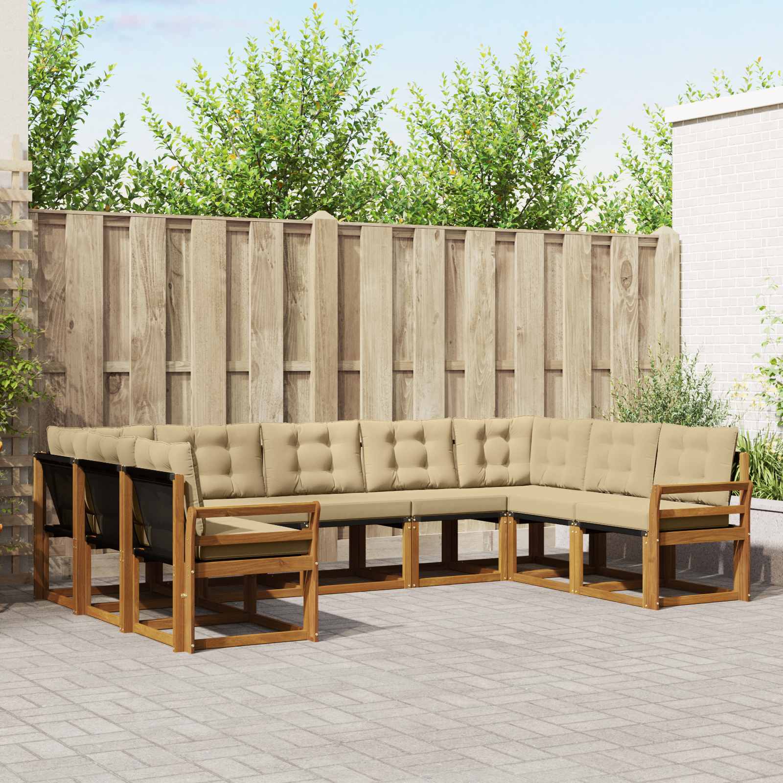 Outdoor-Sofagarnitur 9 stk. Natur und Beige