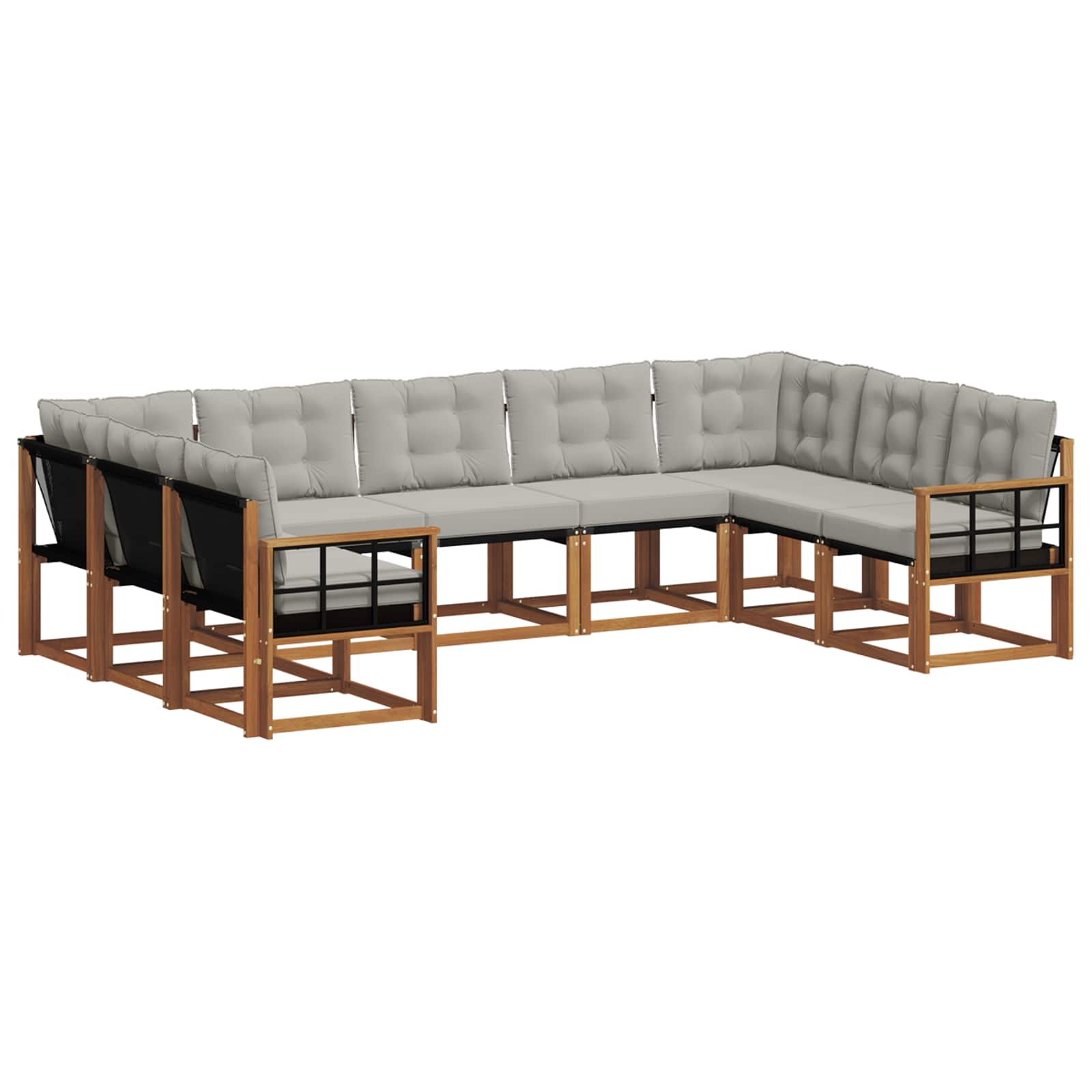 Outdoor-Sofagarnitur mit Kissen 9 pcs Natürlich und Hellgrau