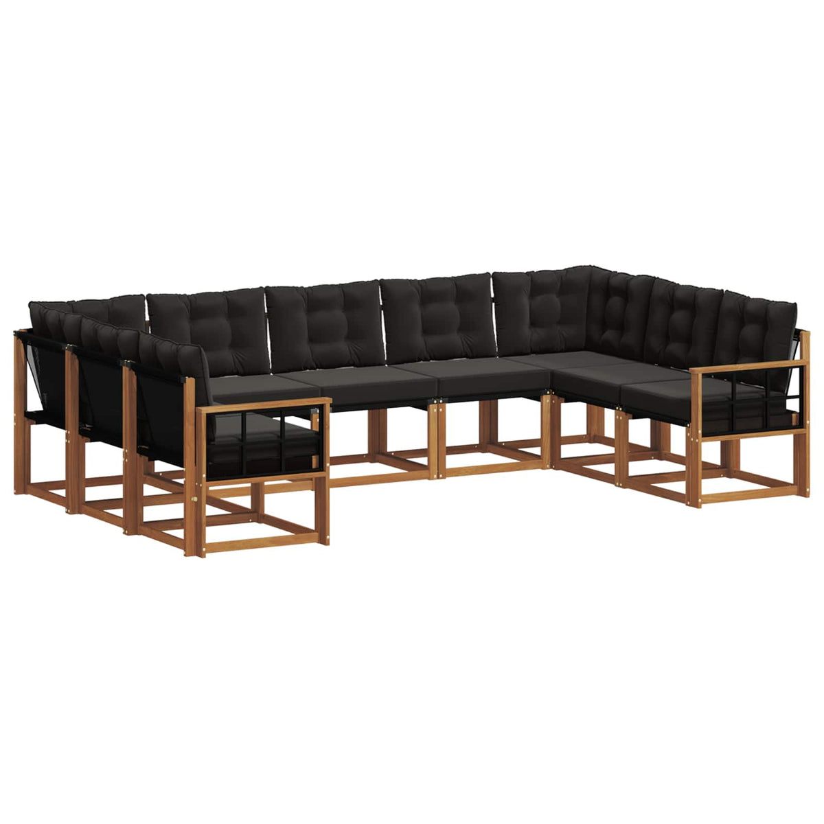 Outdoor-Sofagarnitur 9 stk. Natur und Schwarz