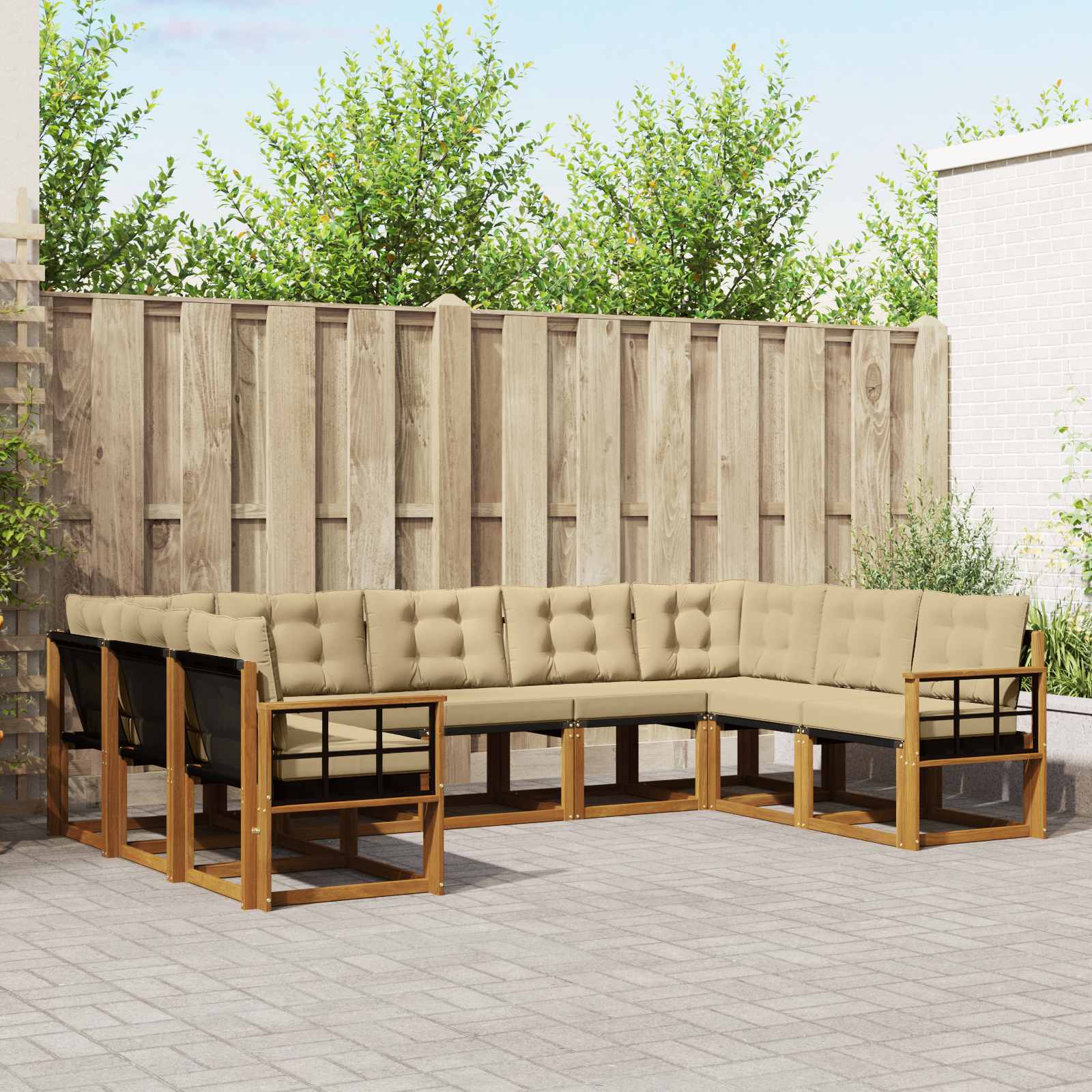 Outdoor-Sofagarnitur 9 stk. Natur und Beige