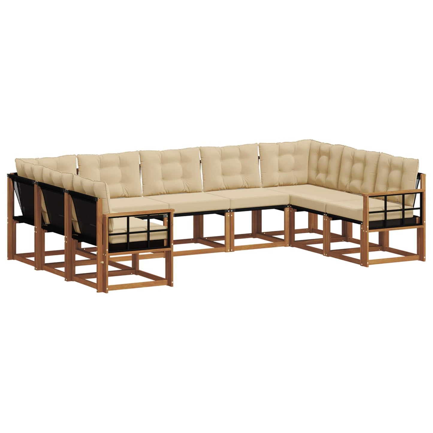 Outdoor-Sofagarnitur 9 stk. Natur und Beige