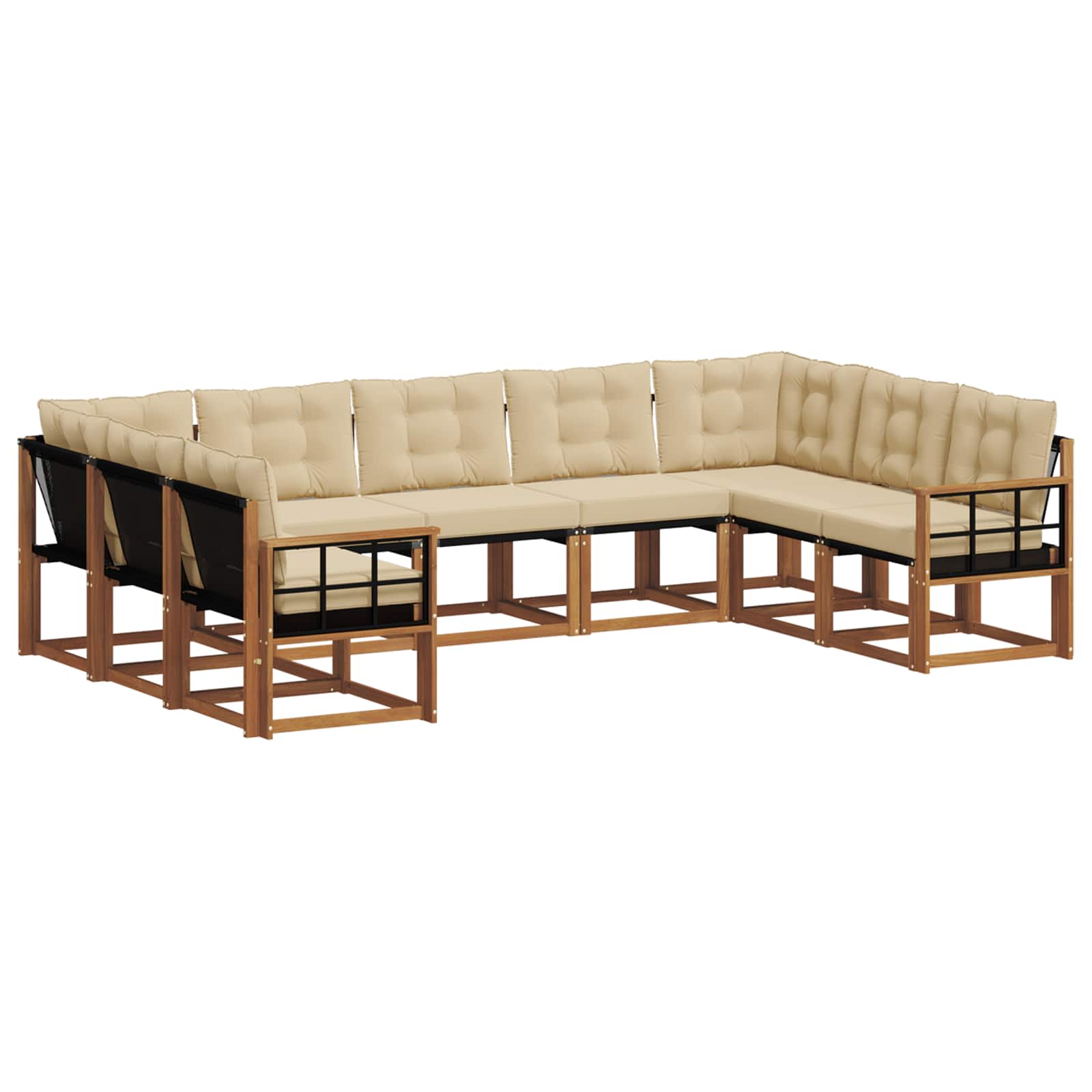 Outdoor-Sofagarnitur 9 stk. Natur und Beige