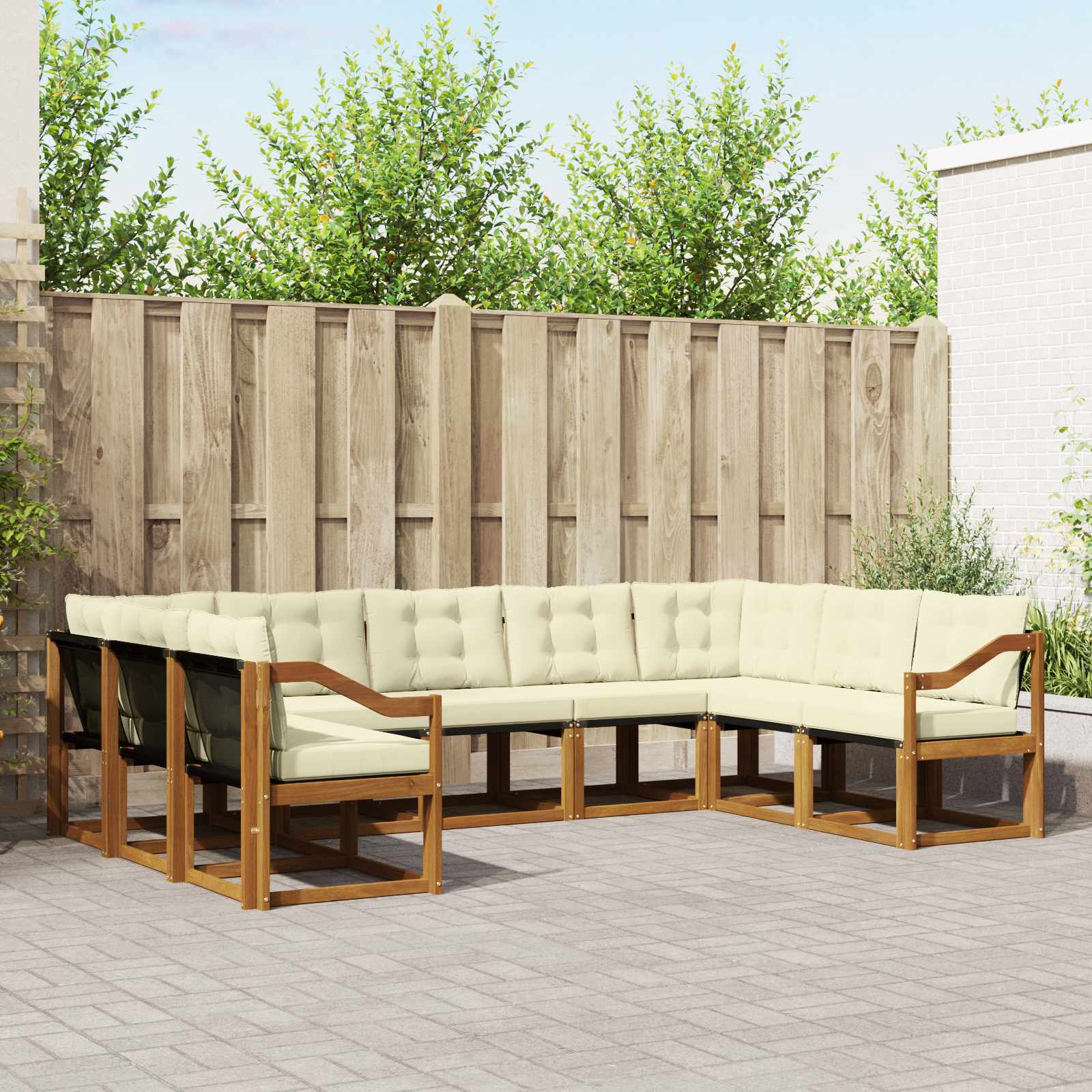 Outdoor-Sofagarnitur 9 stk. Natur und Creme