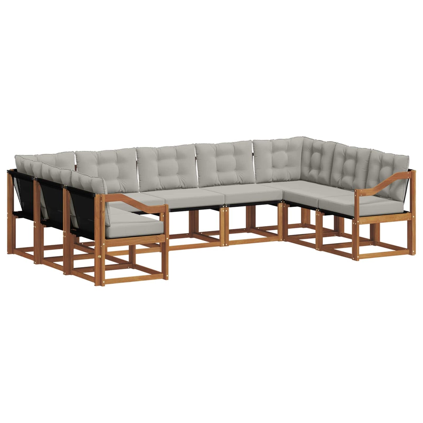 Outdoor-Sofagarnitur mit Kissen 9 pcs Natürlich und Hellgrau