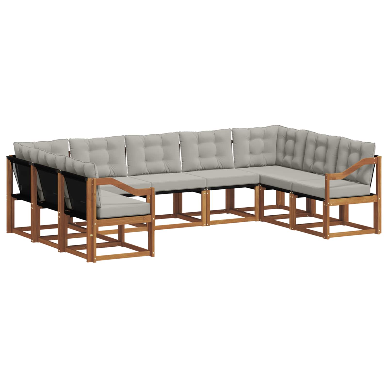 Outdoor-Sofagarnitur mit Kissen 9 pcs Natürlich und Hellgrau