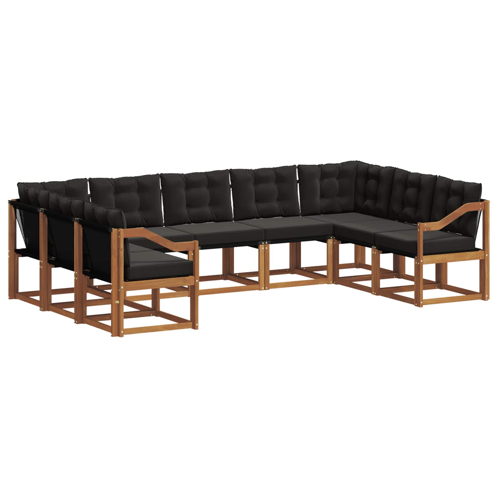 Outdoor-Sofagarnitur mit Kissen 9 pcs Natürlich und Schwarz