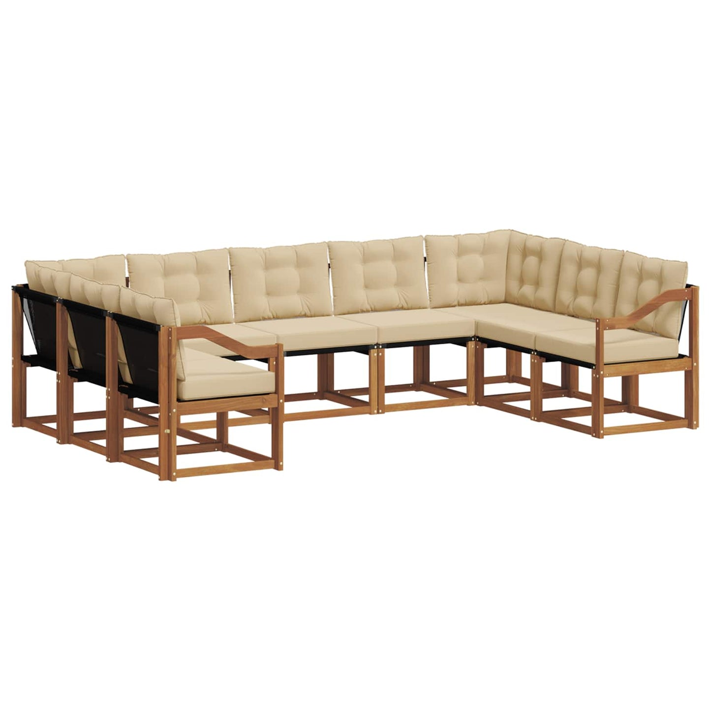 Outdoor-Sofagarnitur mit Kissen 9 pcs Natur und Beige