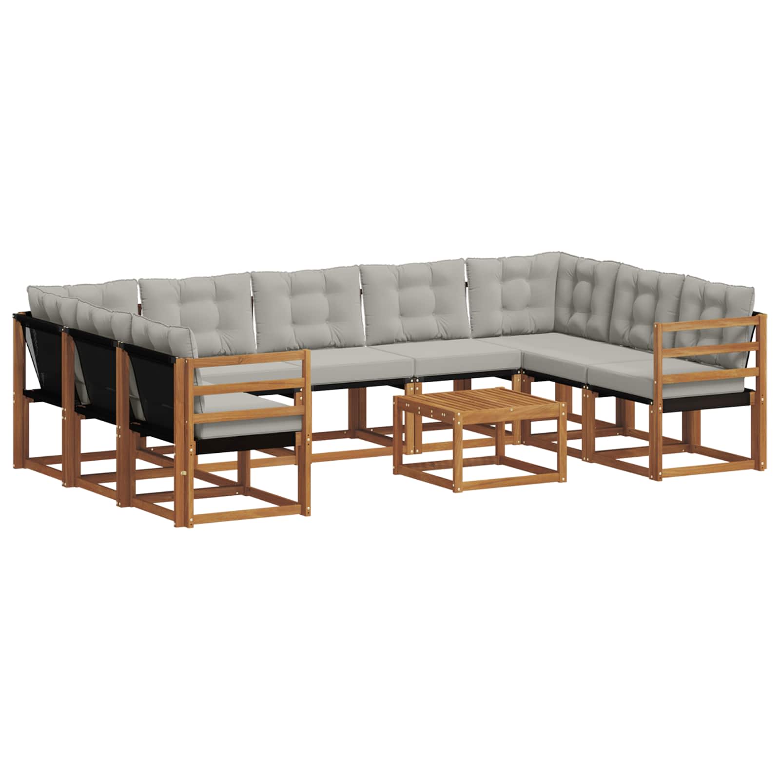 Outdoor-Sofagarnitur mit Kissen 10 pcs Natürlich und Hellgrau