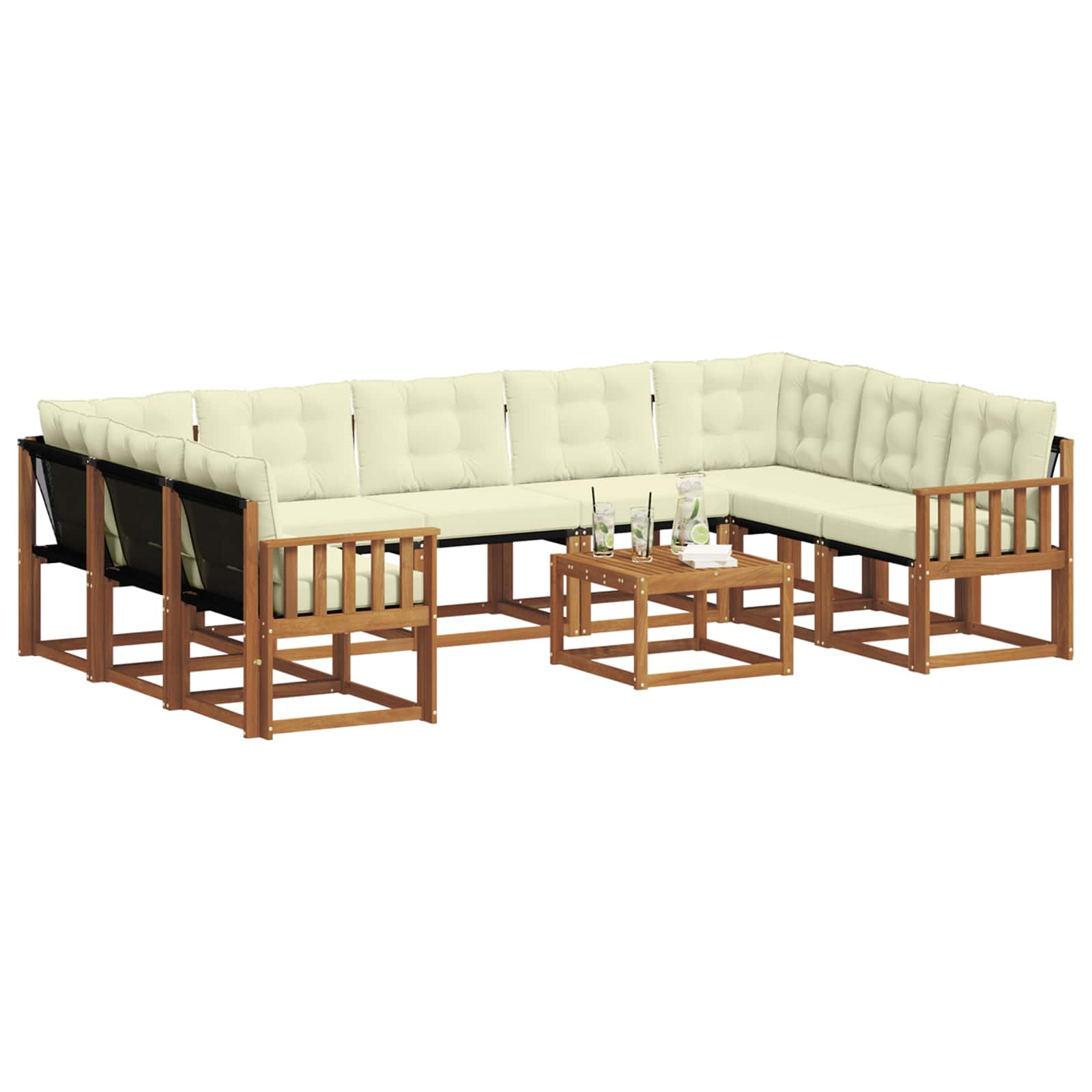 Outdoor-Sofagarnitur 10 stk. Natur und Creme