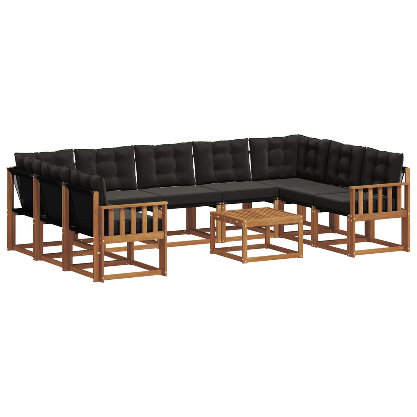 Outdoor-Sofagarnitur 10 stk. Natürlich und Schwarz
