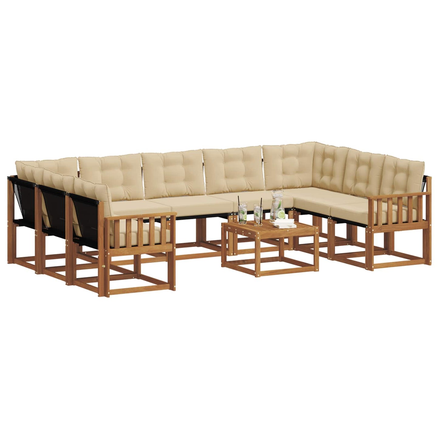 Outdoor-Sofagarnitur 10 stk. Natur und Beige