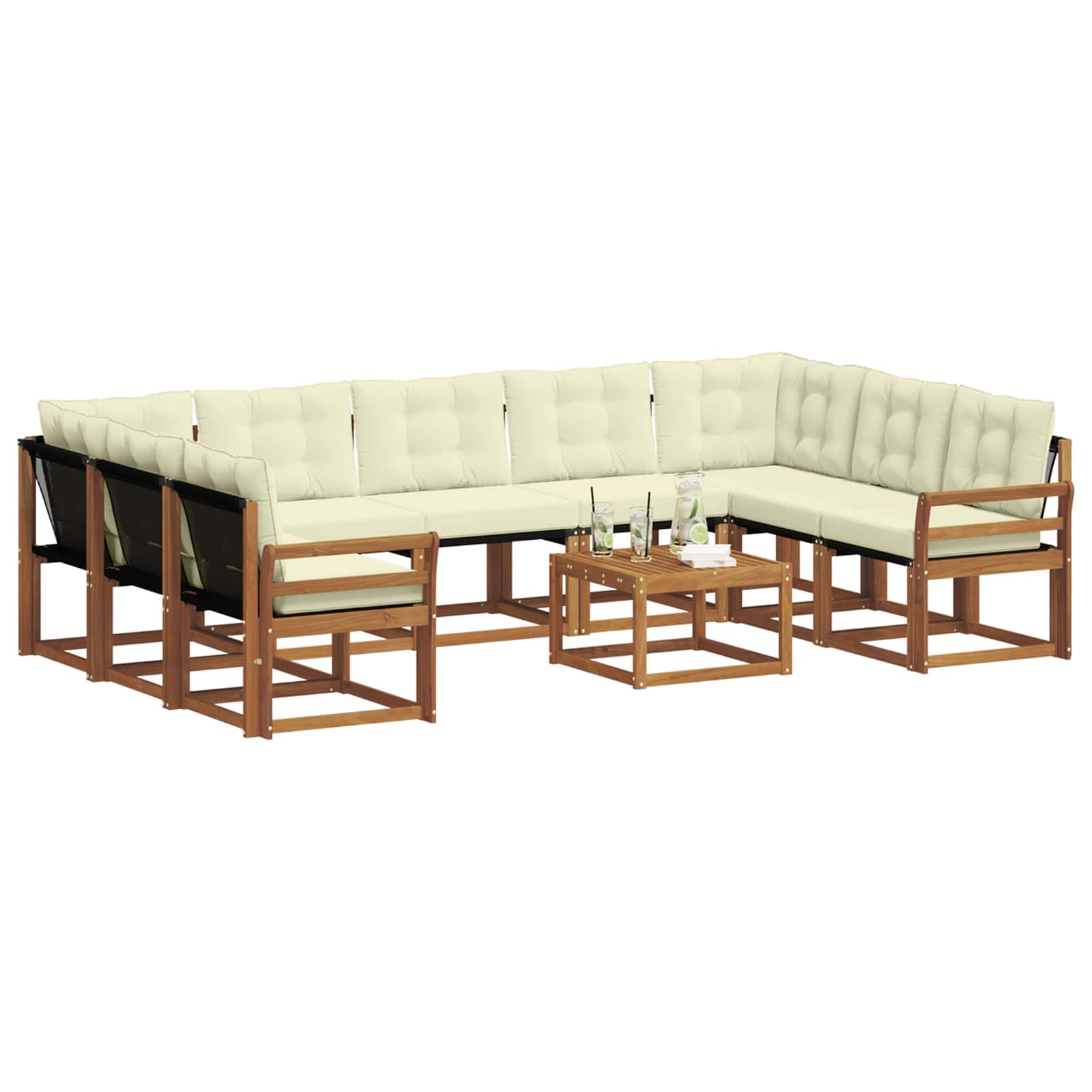 Outdoor-Sofagarnitur 10 stk. Natur und Creme
