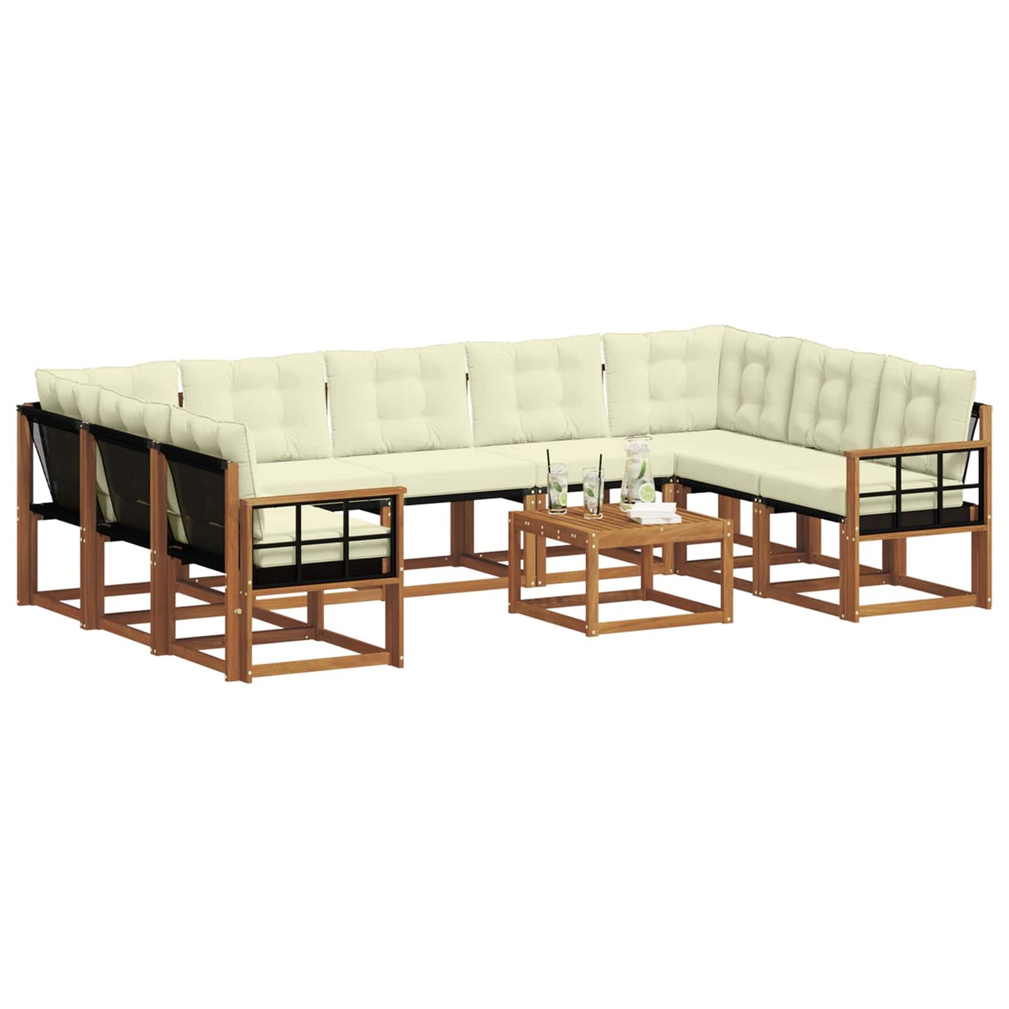 Outdoor-Sofagarnitur 10 stk. Natur und Creme