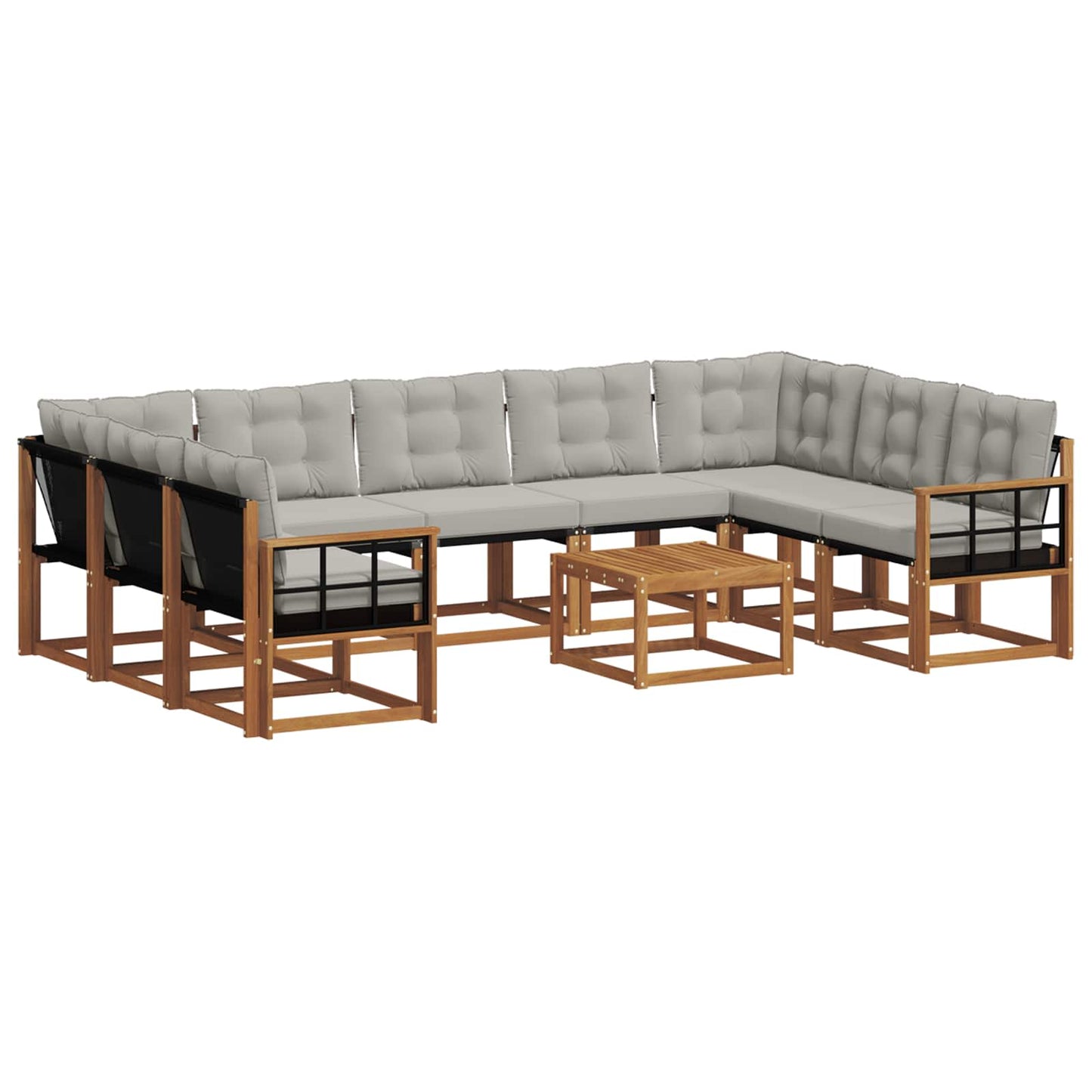 Outdoor-Sofagarnitur mit Kissen 10 pcs Natürlich und Hellgrau