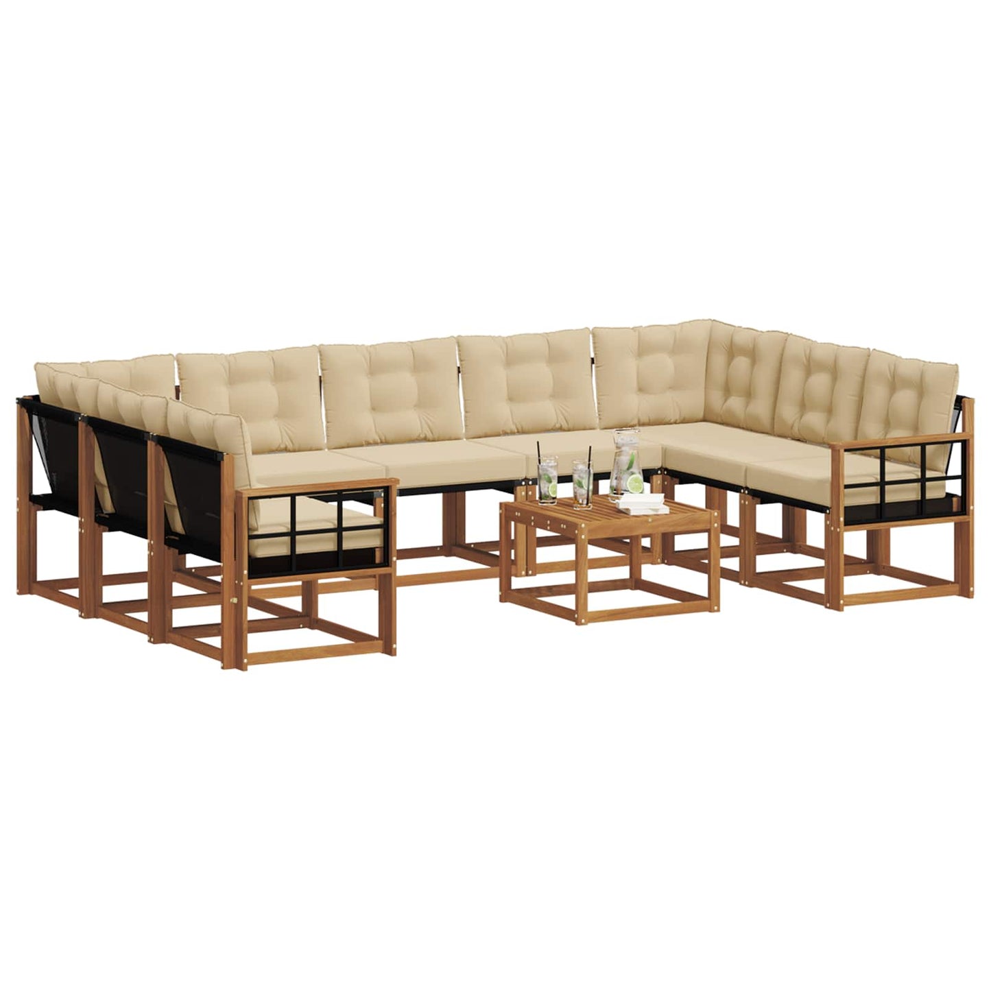 Outdoor-Sofagarnitur 10 stk. Natur und Beige