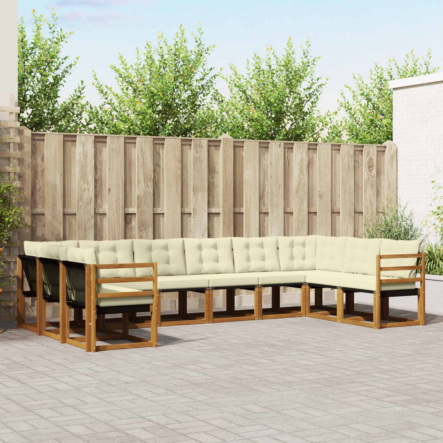 Outdoor-Sofagarnitur 10 stk. Natur und Creme