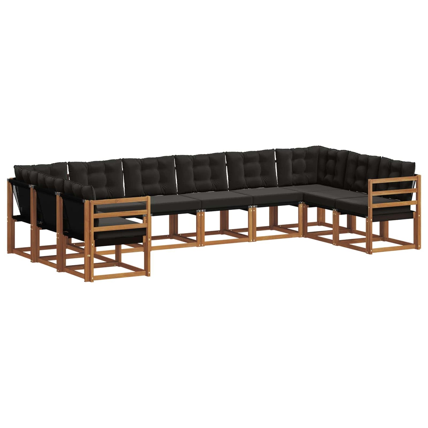 Outdoor-Sofagarnitur mit Kissen 10 pcs Natürlich und Schwarz