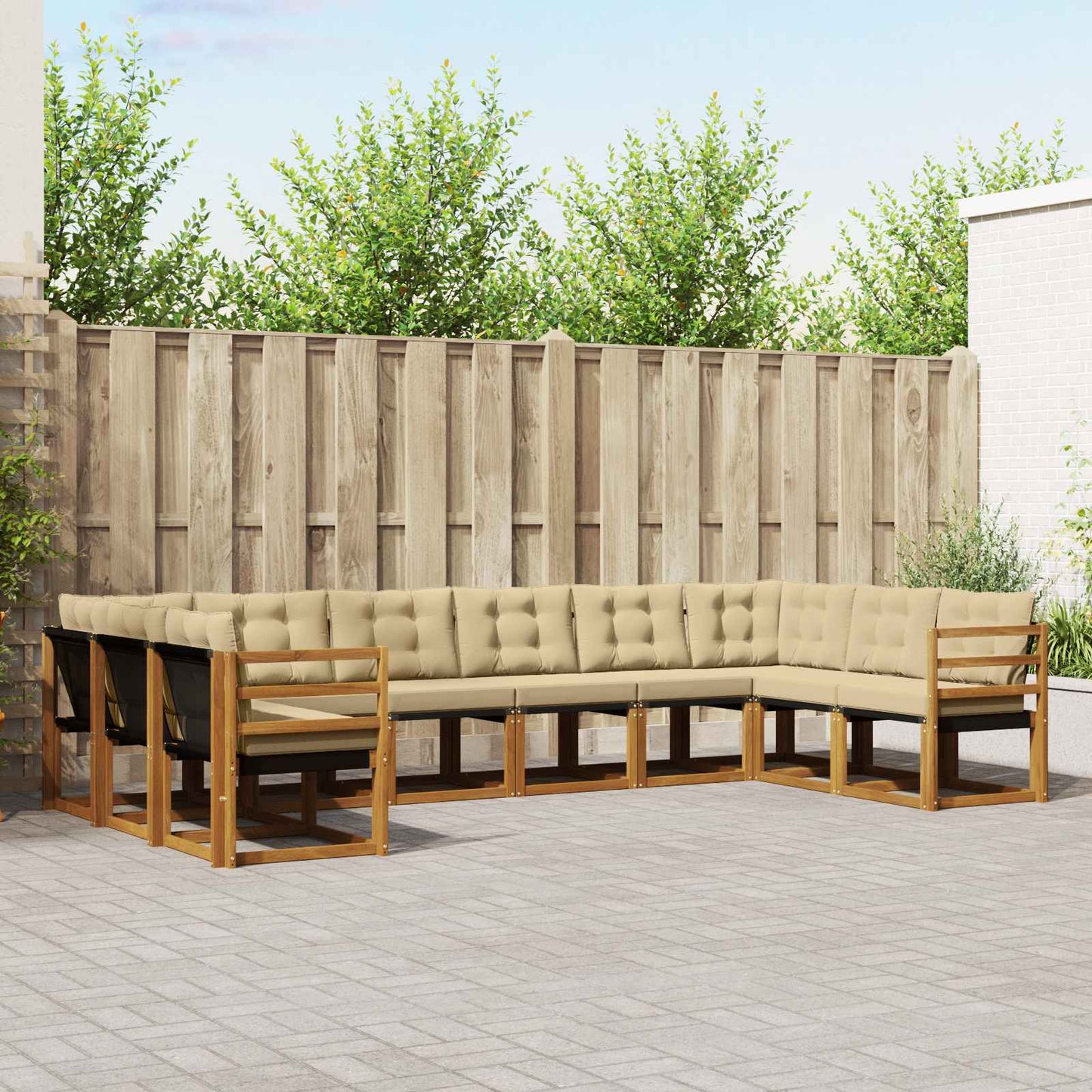 Outdoor-Sofagarnitur 10 stk. Natur und Beige