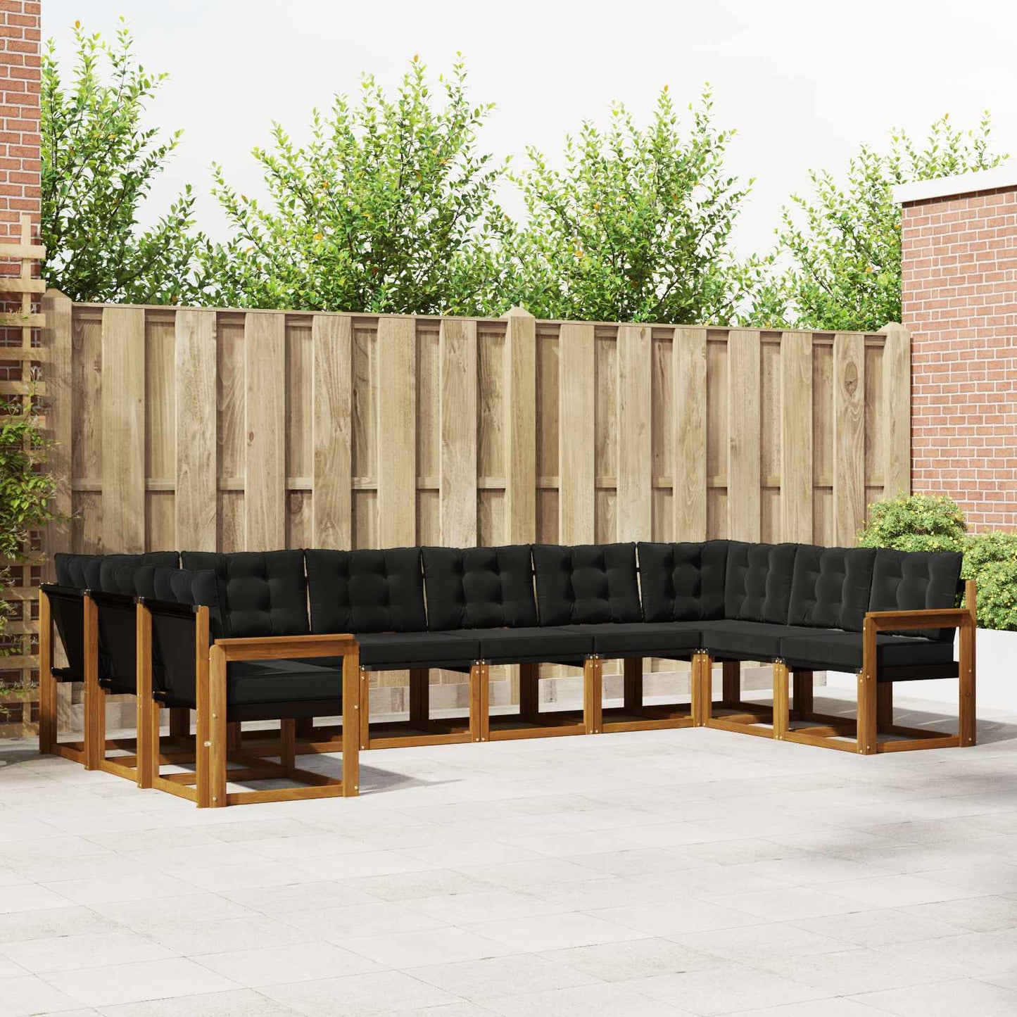 Outdoor-Sofagarnitur 10 stk. Natürlich und Schwarz
