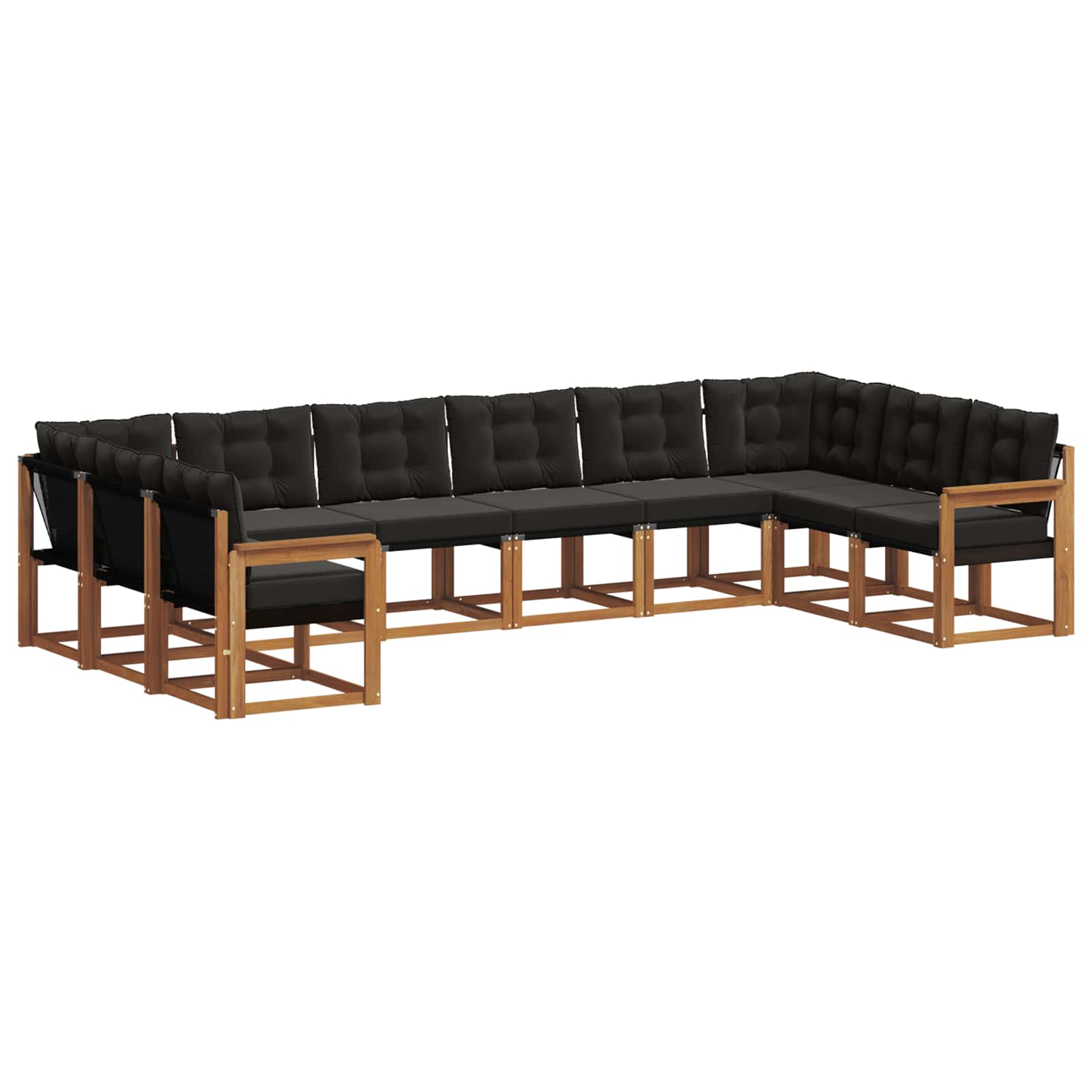 Outdoor-Sofagarnitur 10 stk. Natürlich und Schwarz