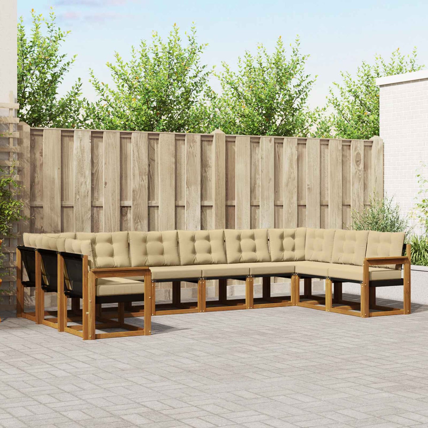 Outdoor-Sofagarnitur 10 stk. Natur und Beige