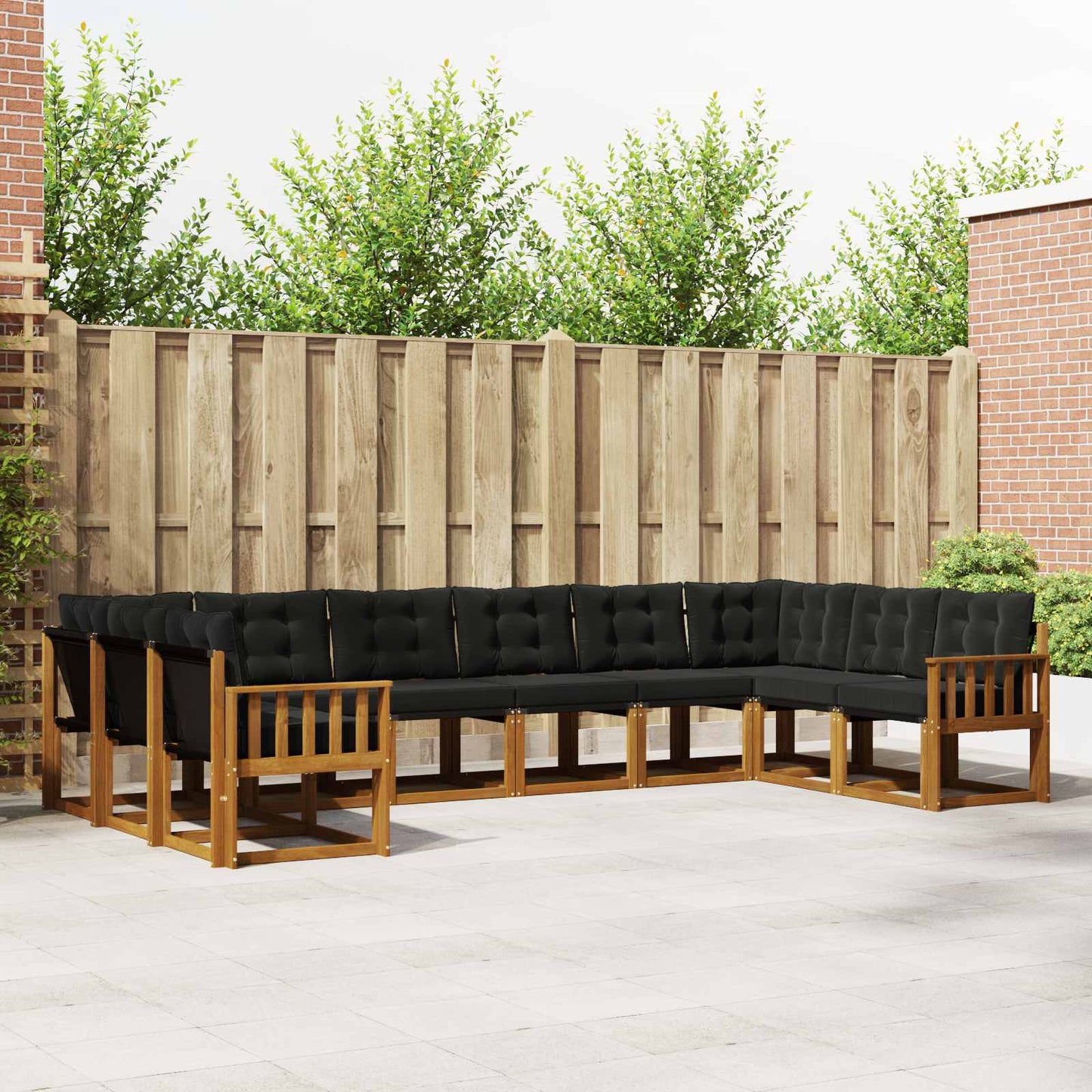 Outdoor-Sofagarnitur 10 stk. Natürlich und Schwarz