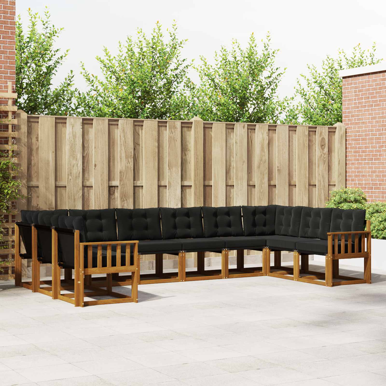 Outdoor-Sofagarnitur 10 stk. Natürlich und Schwarz