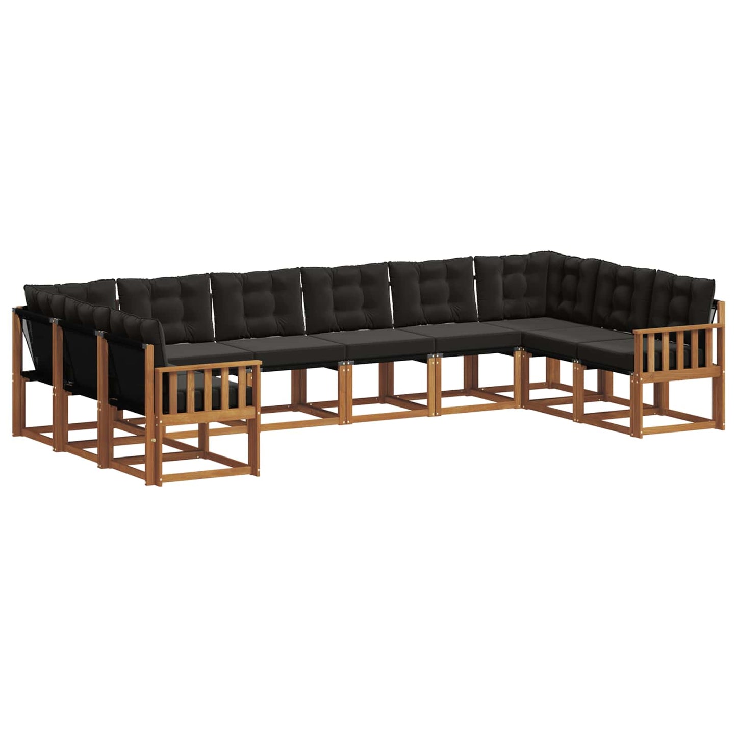 Outdoor-Sofagarnitur 10 stk. Natürlich und Schwarz