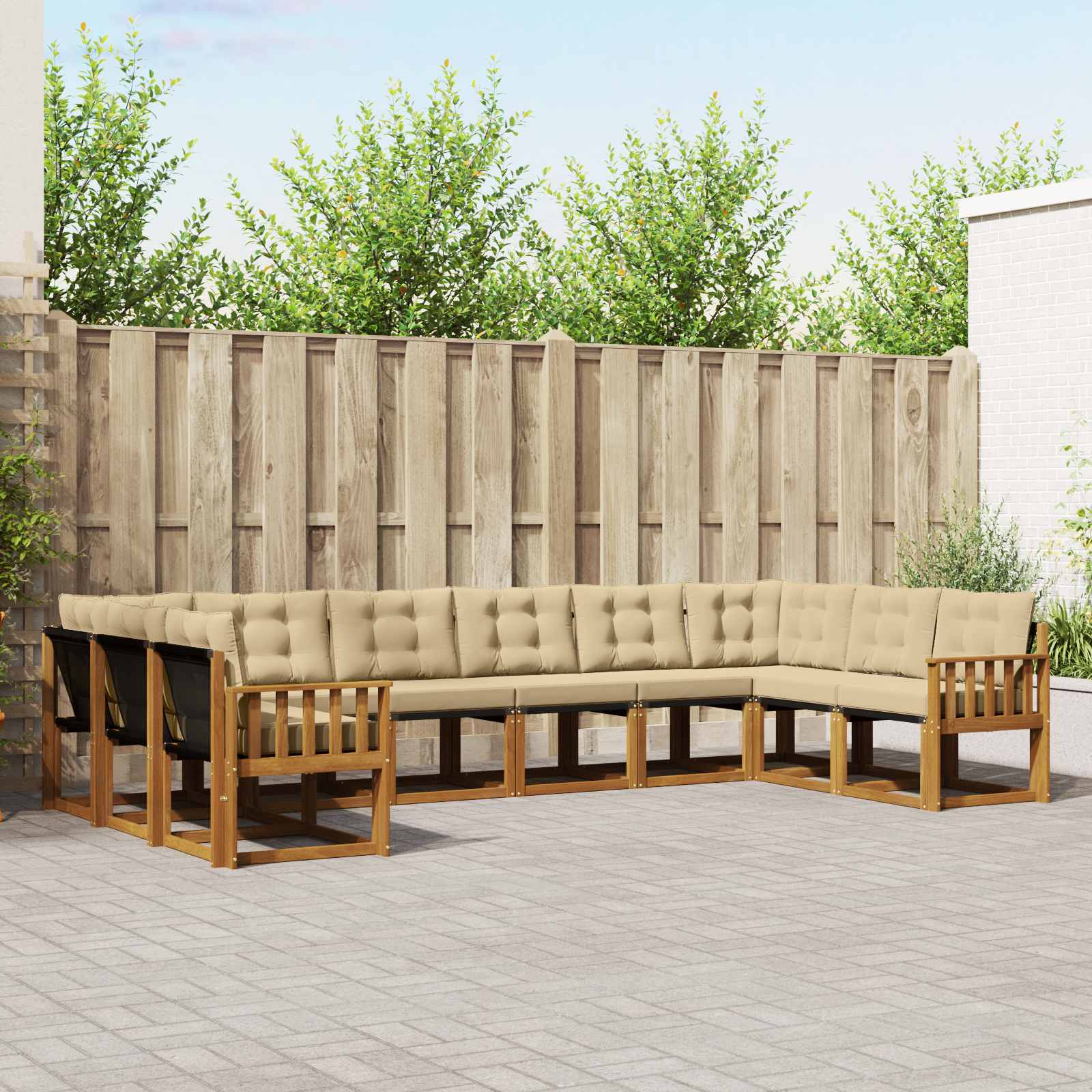 Outdoor-Sofagarnitur 10 stk. Natur und Beige