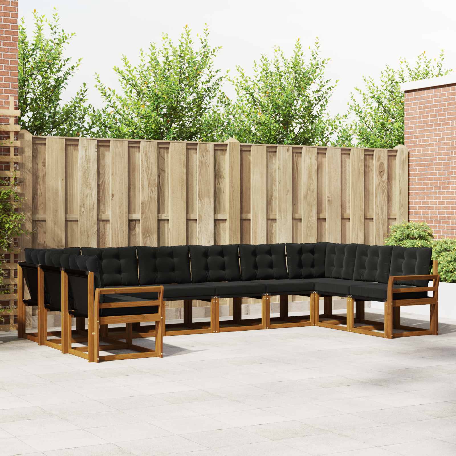 Outdoor-Sofagarnitur 10 stk. Natürlich und Schwarz