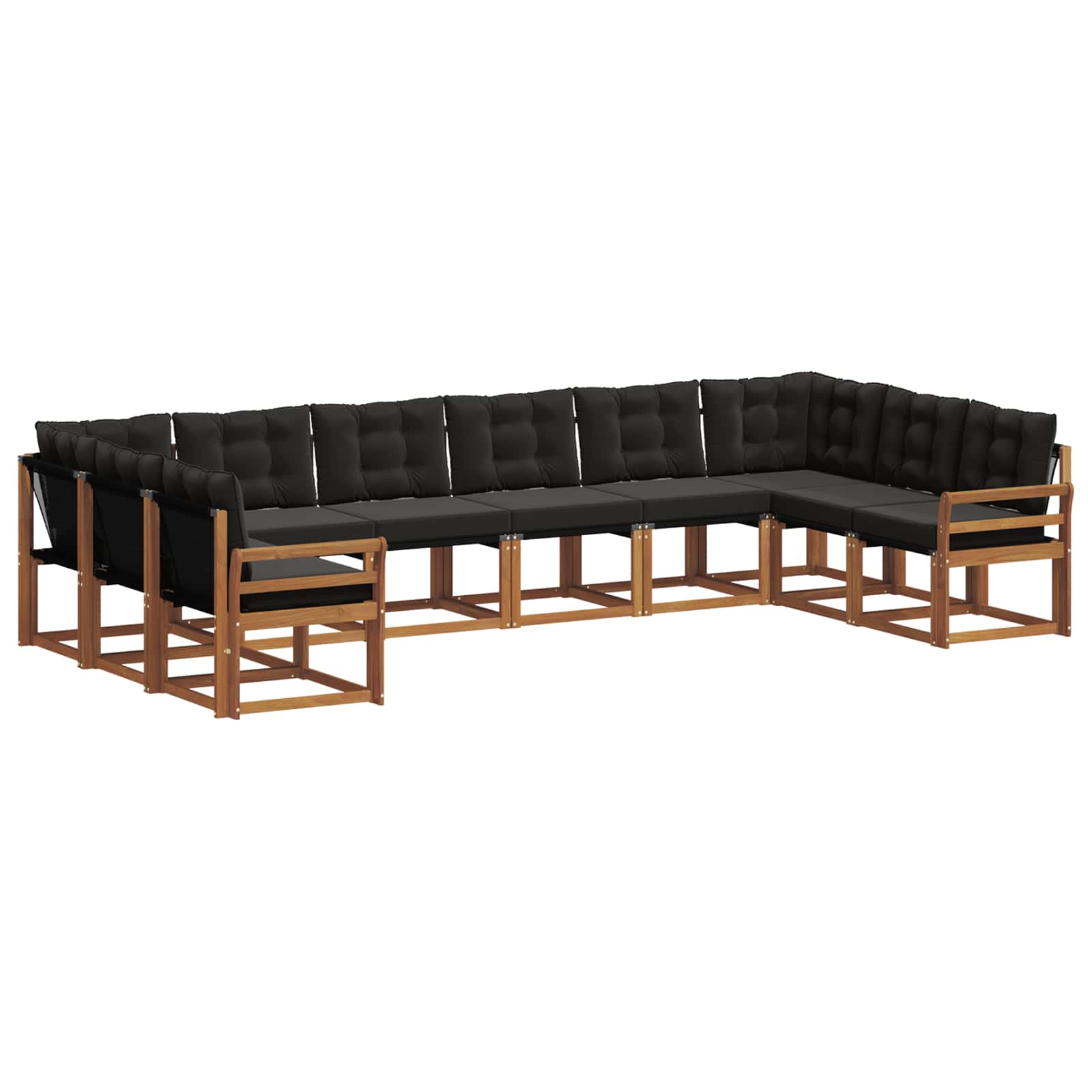 Outdoor-Sofagarnitur 10 stk. Natürlich und Schwarz