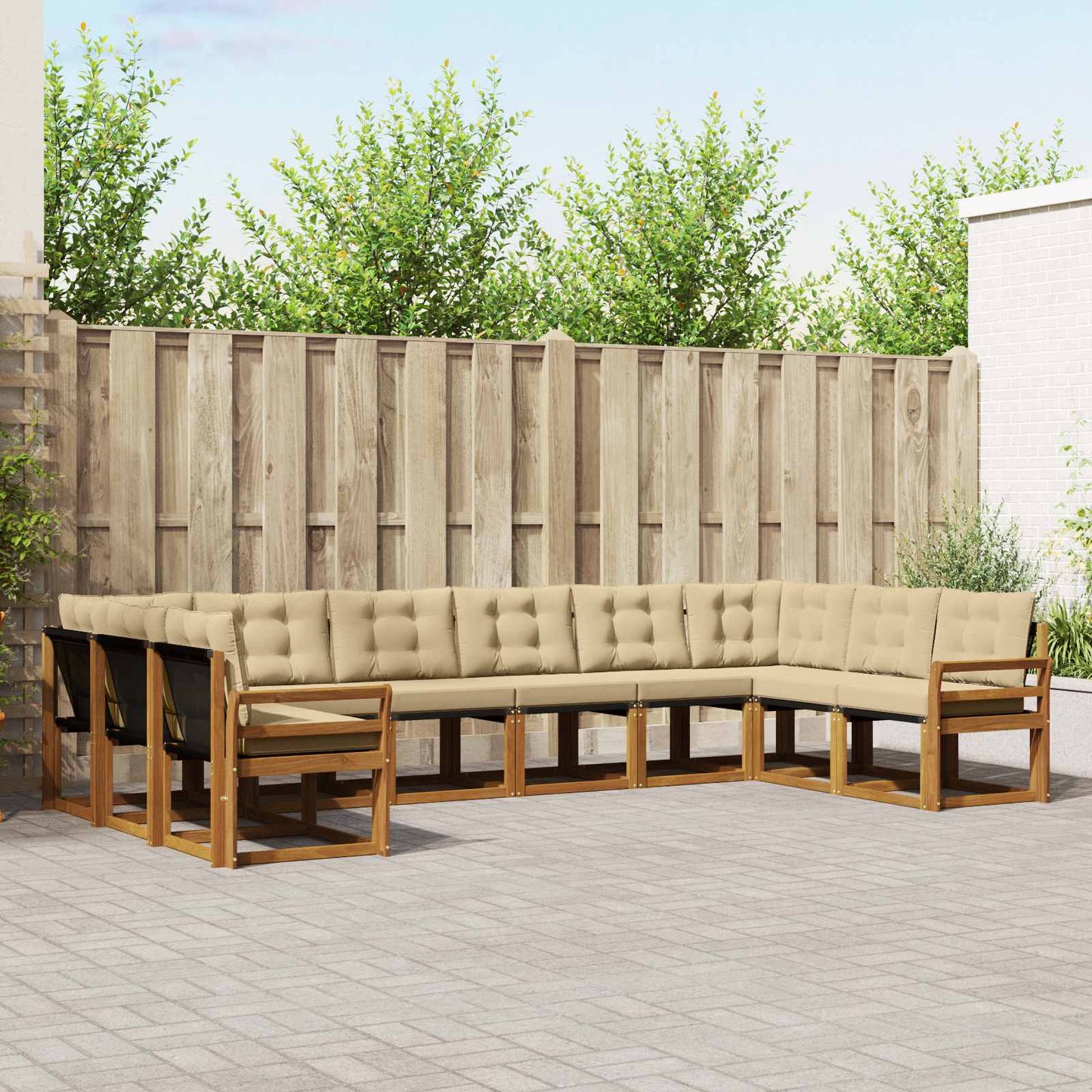 Outdoor-Sofagarnitur 10 stk. Natur und Beige