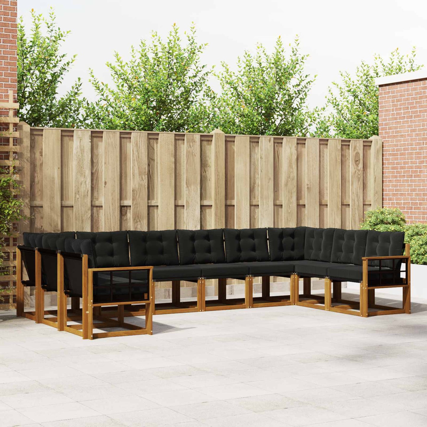 Outdoor-Sofagarnitur 10 stk. Natürlich und Schwarz