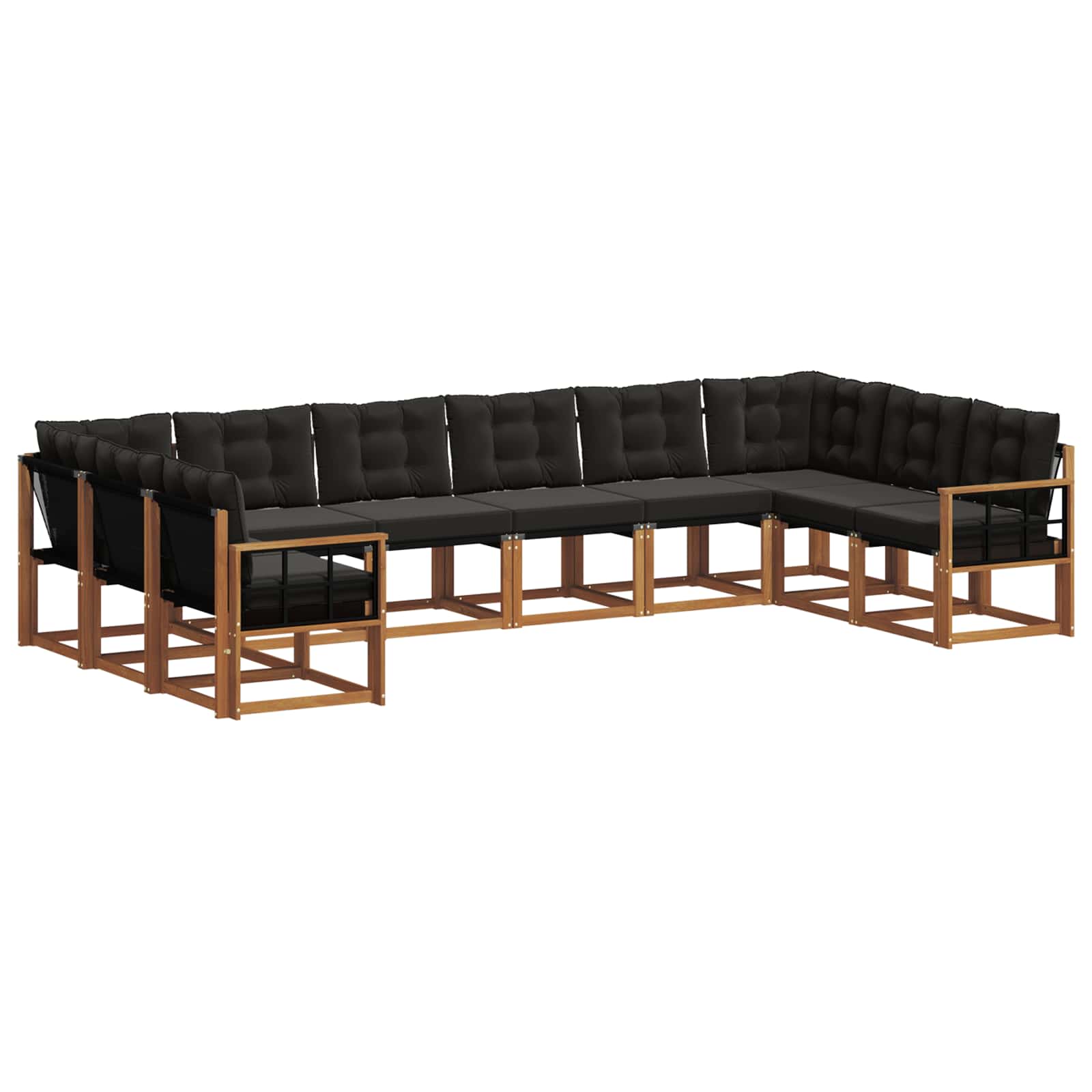 Outdoor-Sofagarnitur 10 stk. Natürlich und Schwarz