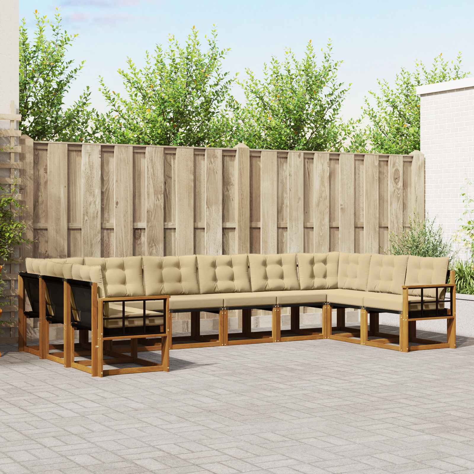 Outdoor-Sofagarnitur 10 stk. Natur und Beige