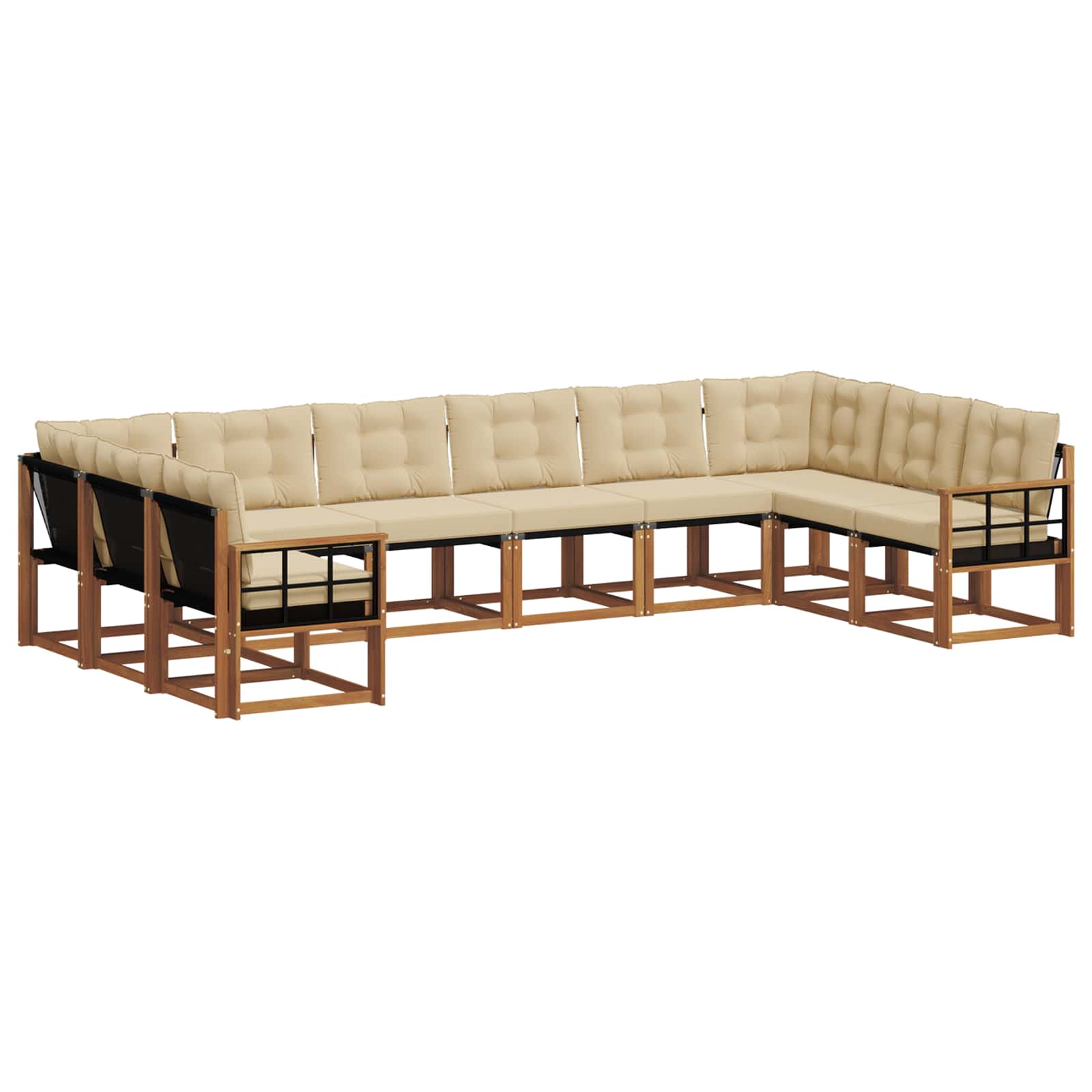 Outdoor-Sofagarnitur 10 stk. Natur und Beige