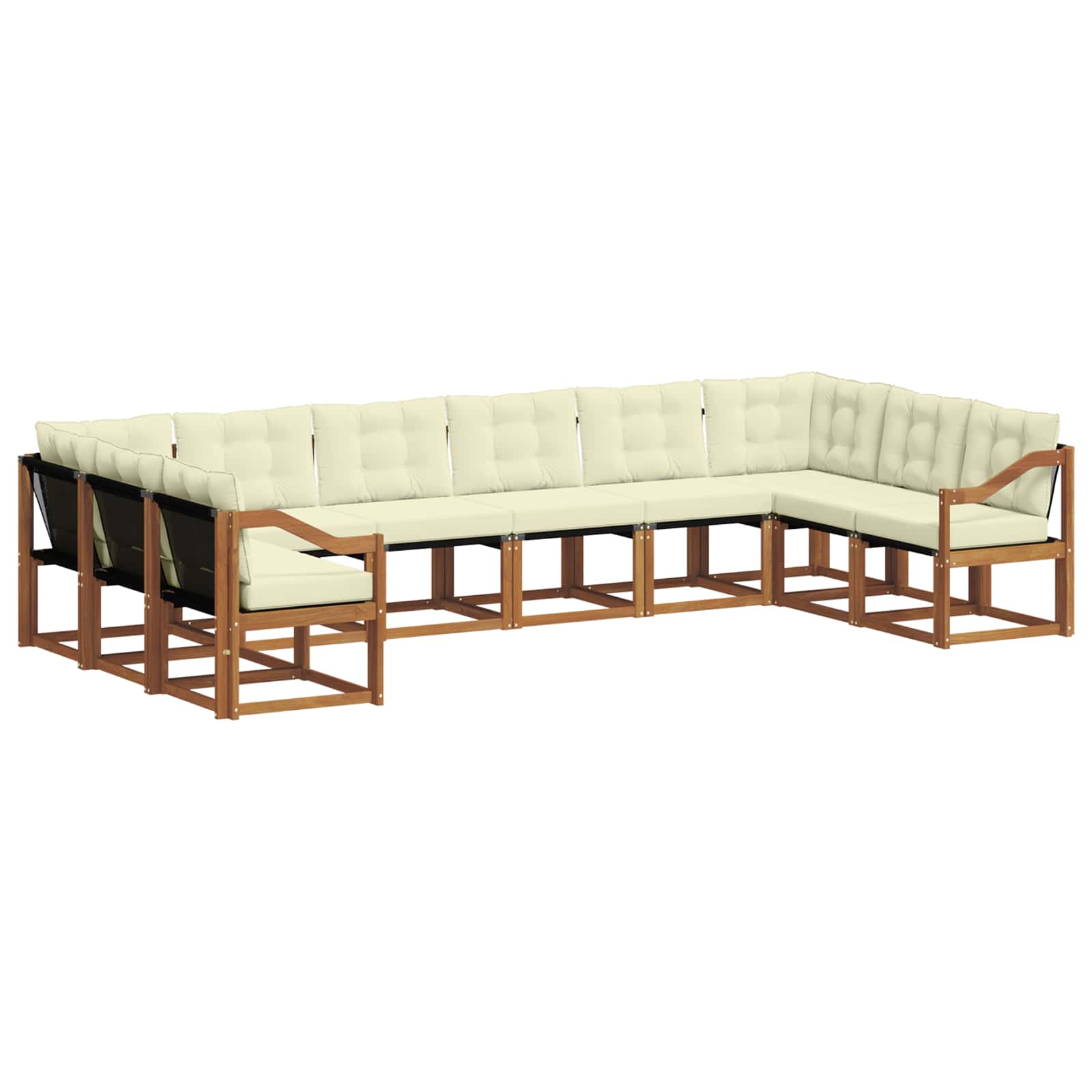 Outdoor-Sofagarnitur mit Kissen 10 pcs Natur und Creme