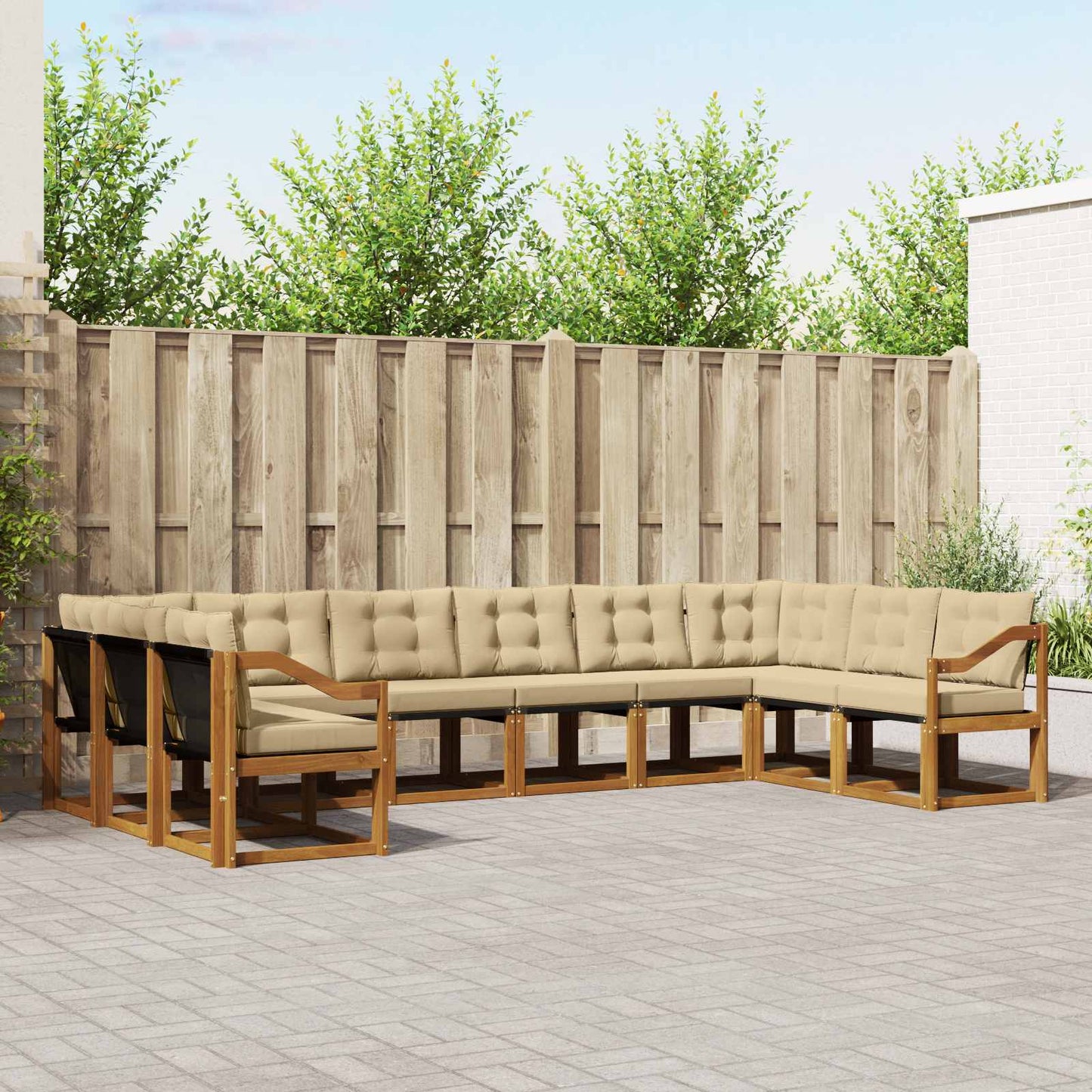Outdoor-Sofagarnitur 10 stk. Natur und Beige