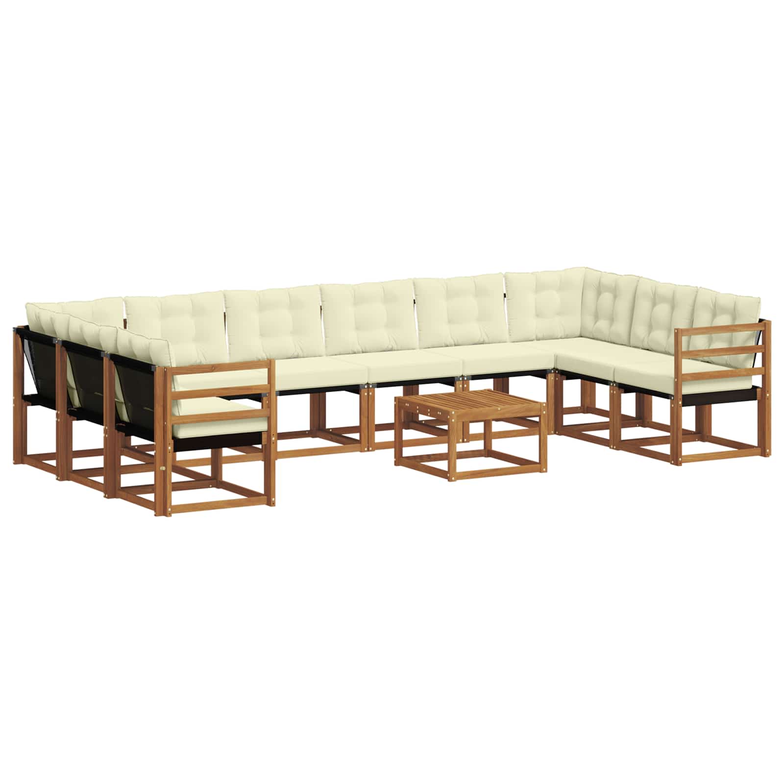 Outdoor-Sofagarnitur 11 stk. Natur und Creme