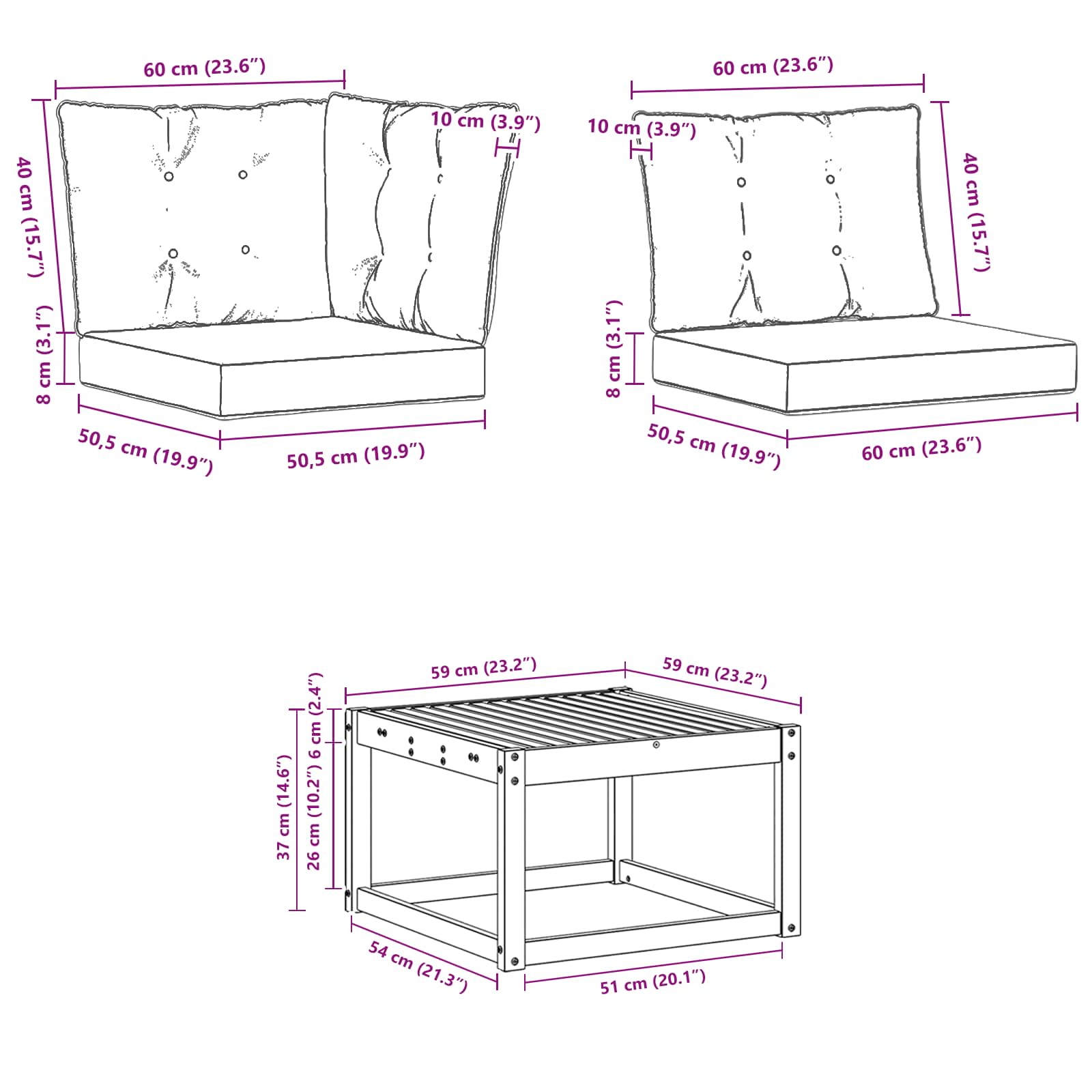 Outdoor-Sofagarnitur 11 stk. Natur und Creme