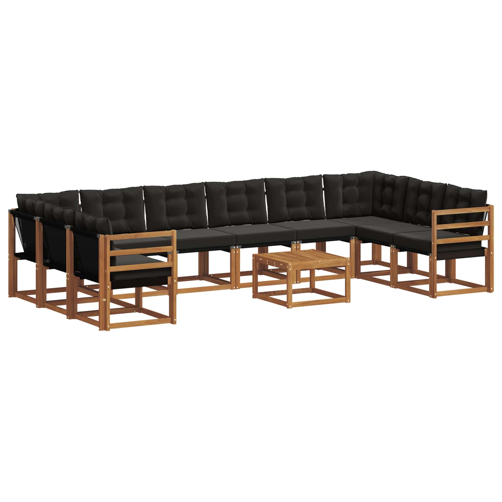 Outdoor-Sofagarnitur 11 stk. Natürlich und Schwarz