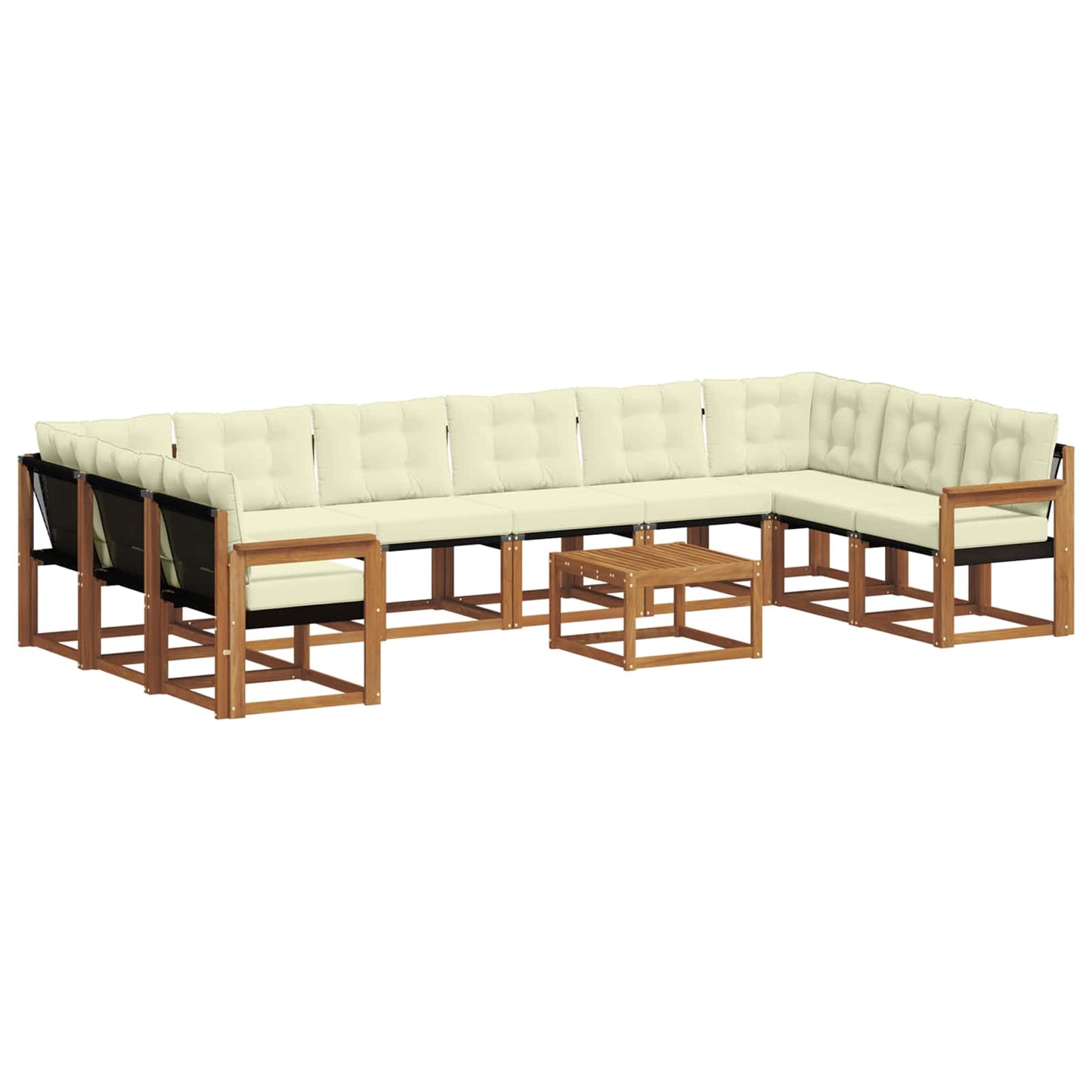 Outdoor-Sofagarnitur mit Kissen 11 pcs Natur und Creme