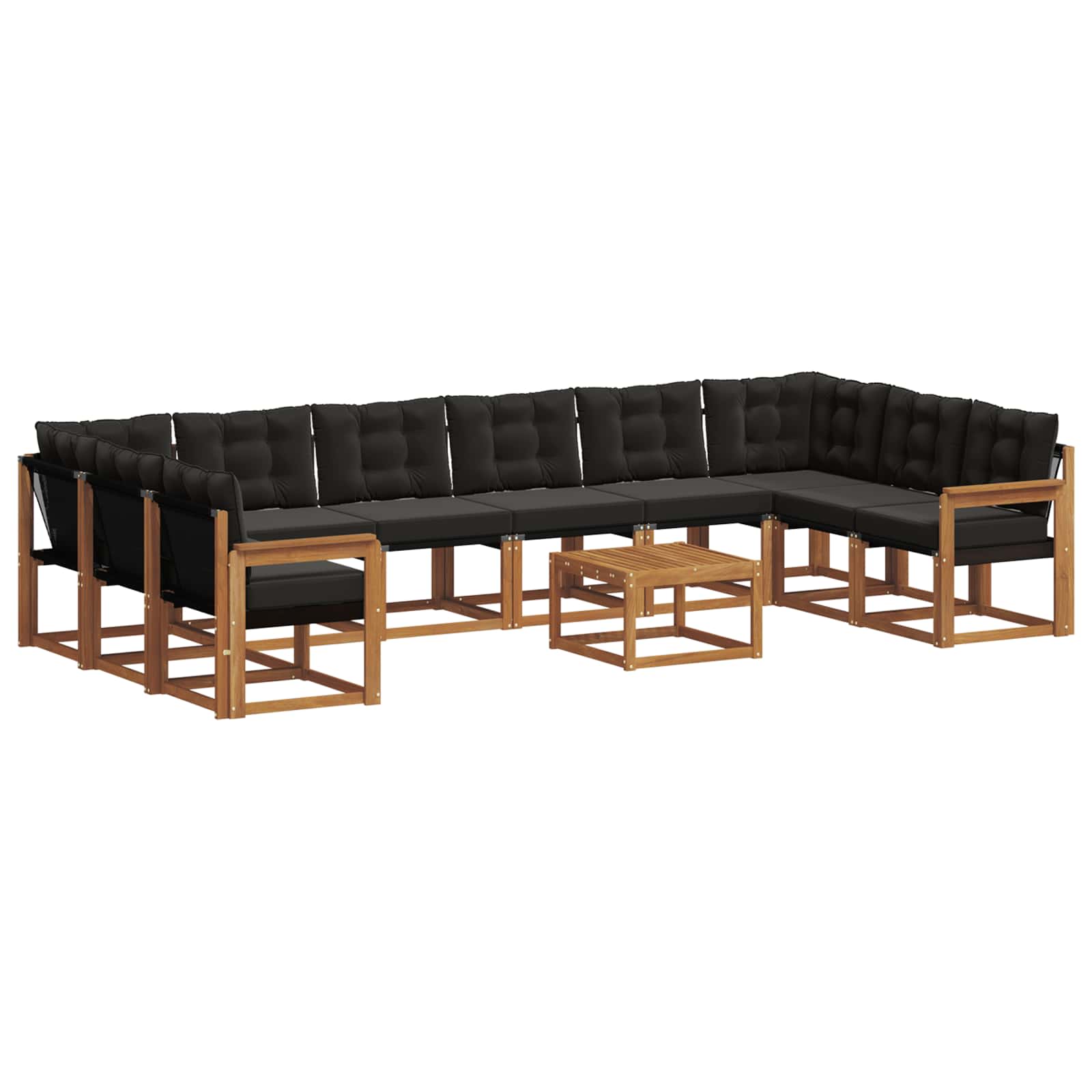 Outdoor-Sofagarnitur mit Kissen 11 pcs Natürlich und Schwarz