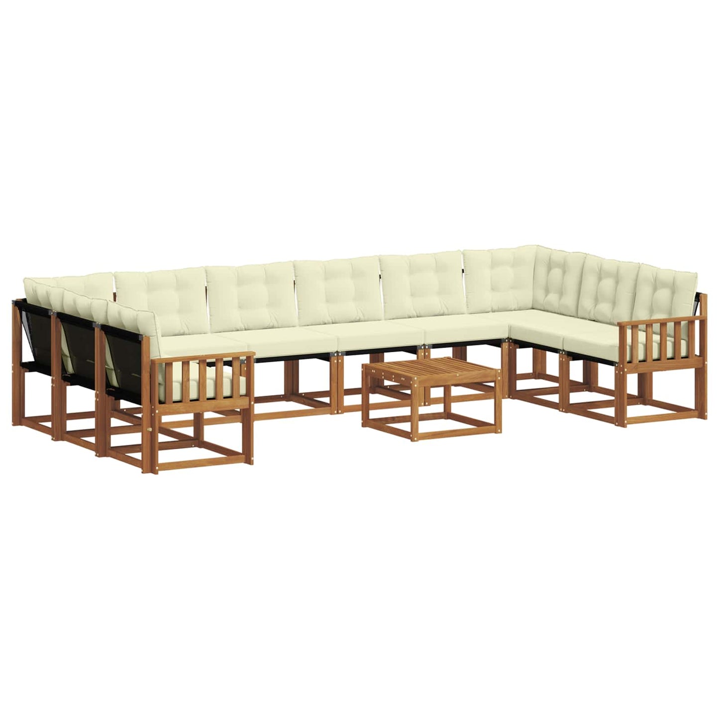 Outdoor-Sofagarnitur mit Kissen 11 pcs Natur und Creme