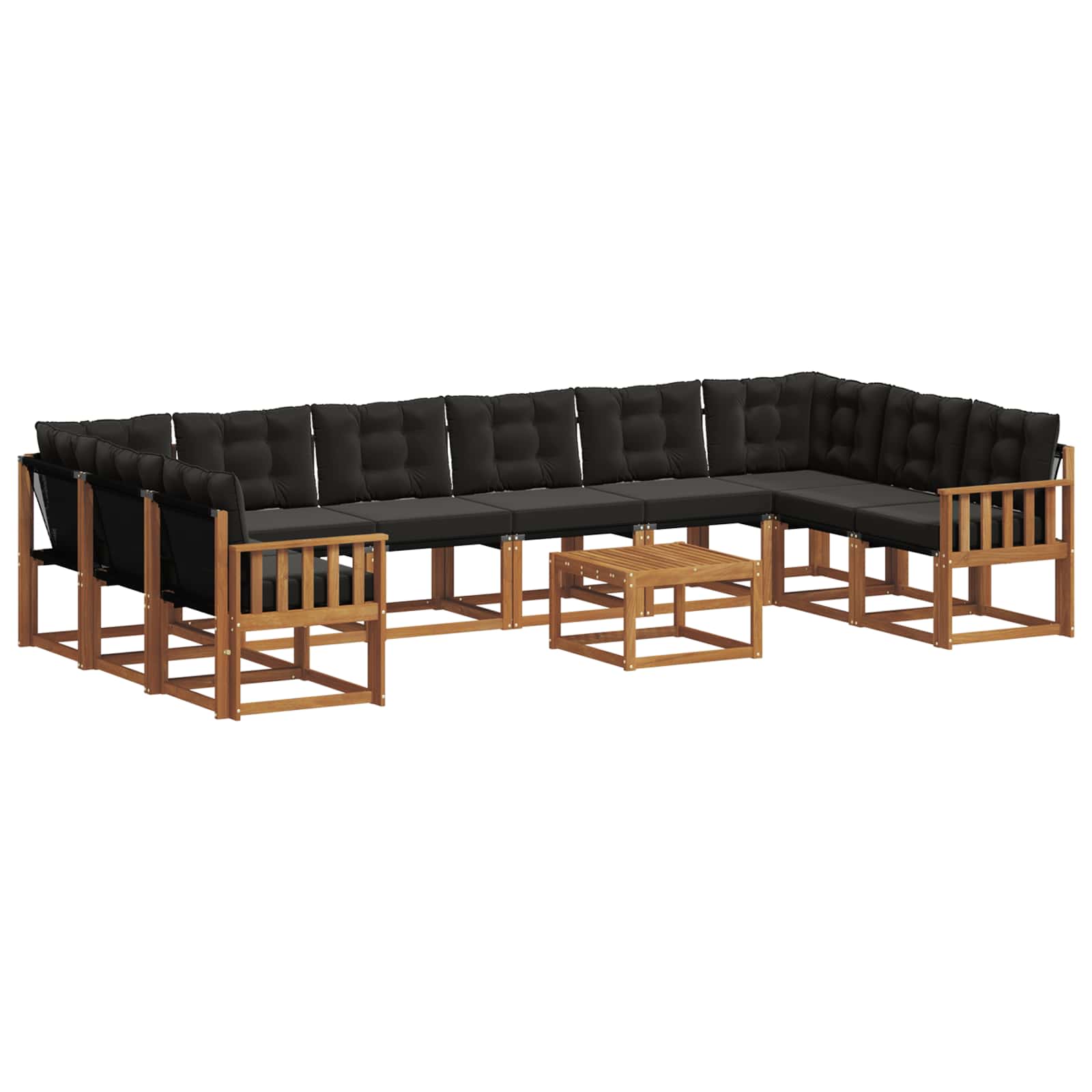 Outdoor-Sofagarnitur mit Kissen 11 pcs Natürlich und Schwarz