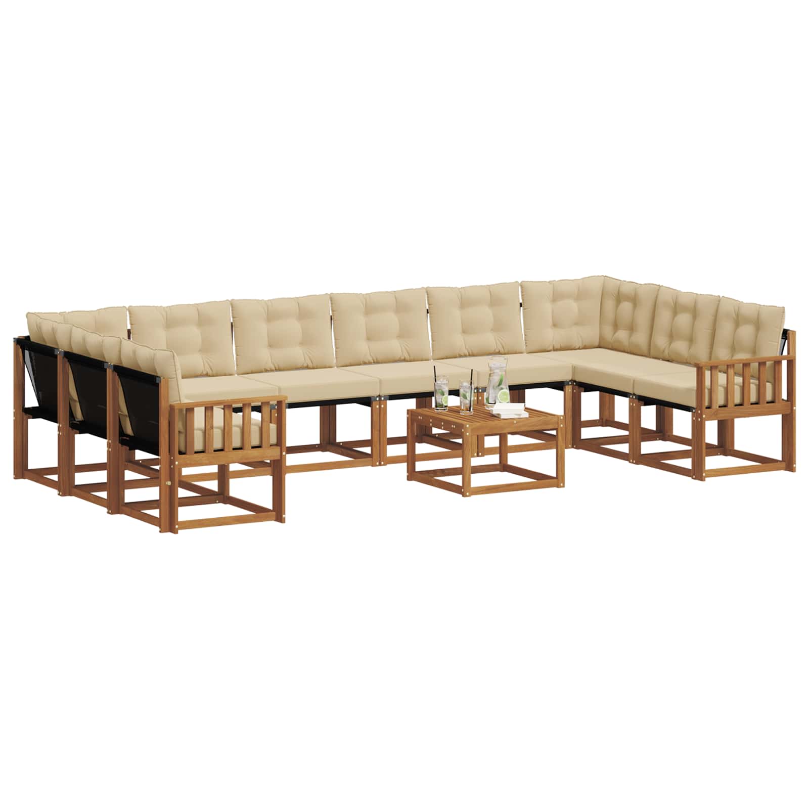 Outdoor-Sofagarnitur 11 stk. Natur und Beige