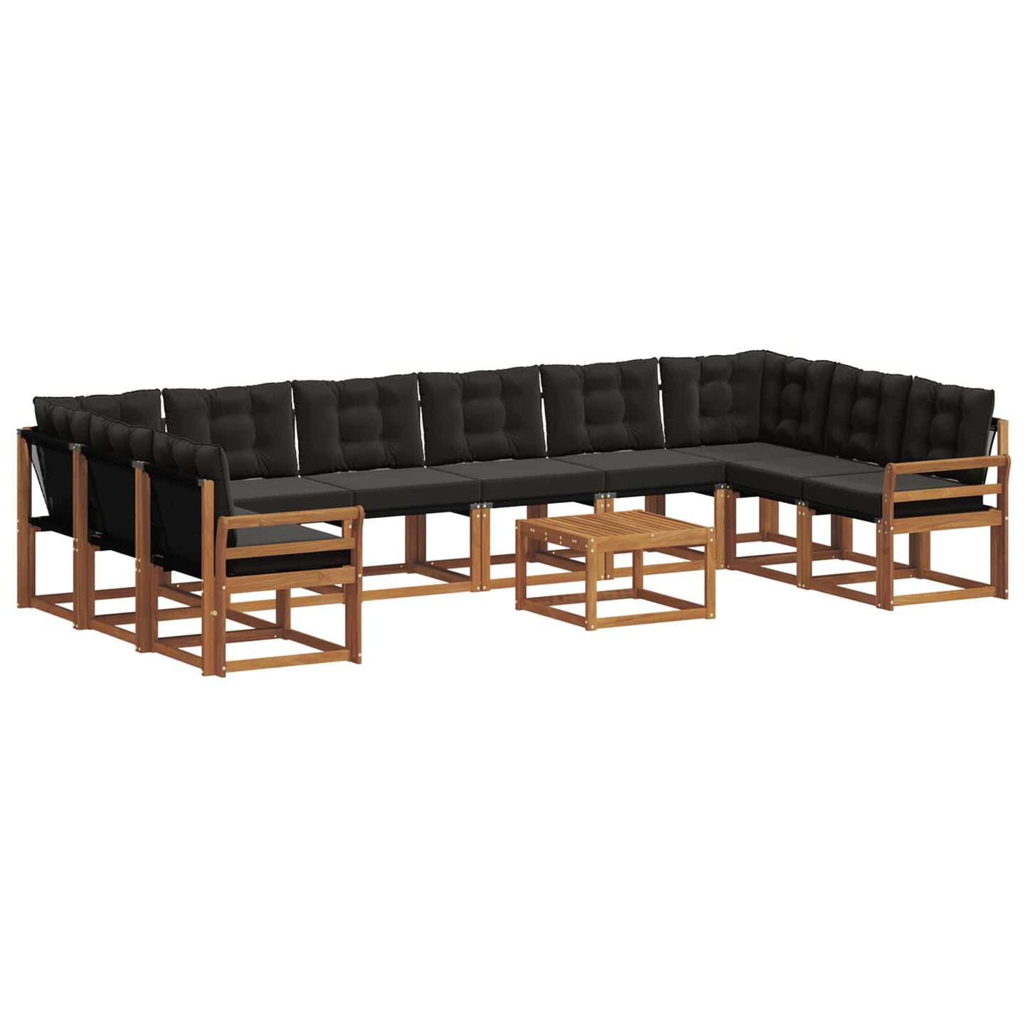 Outdoor-Sofagarnitur mit Kissen 11 pcs Natürlich und Schwarz