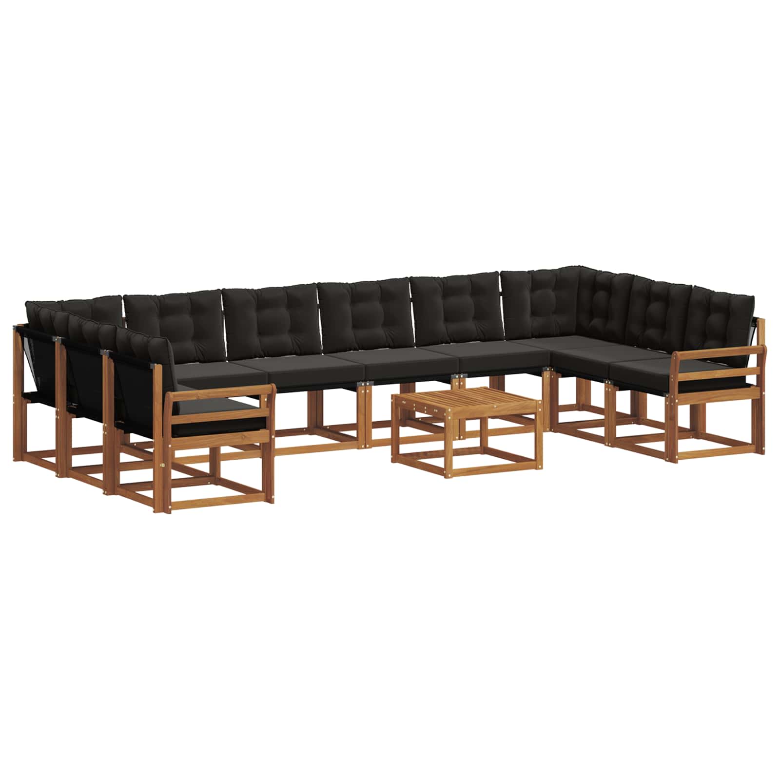 Outdoor-Sofagarnitur mit Kissen 11 pcs Natürlich und Schwarz