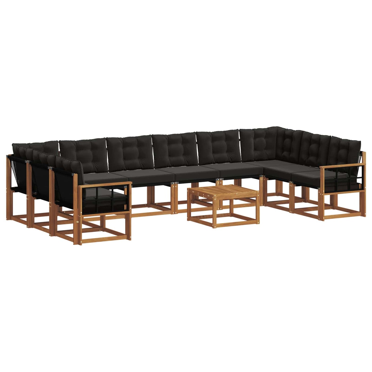 Outdoor-Sofagarnitur mit Kissen 11 pcs Natürlich und Schwarz